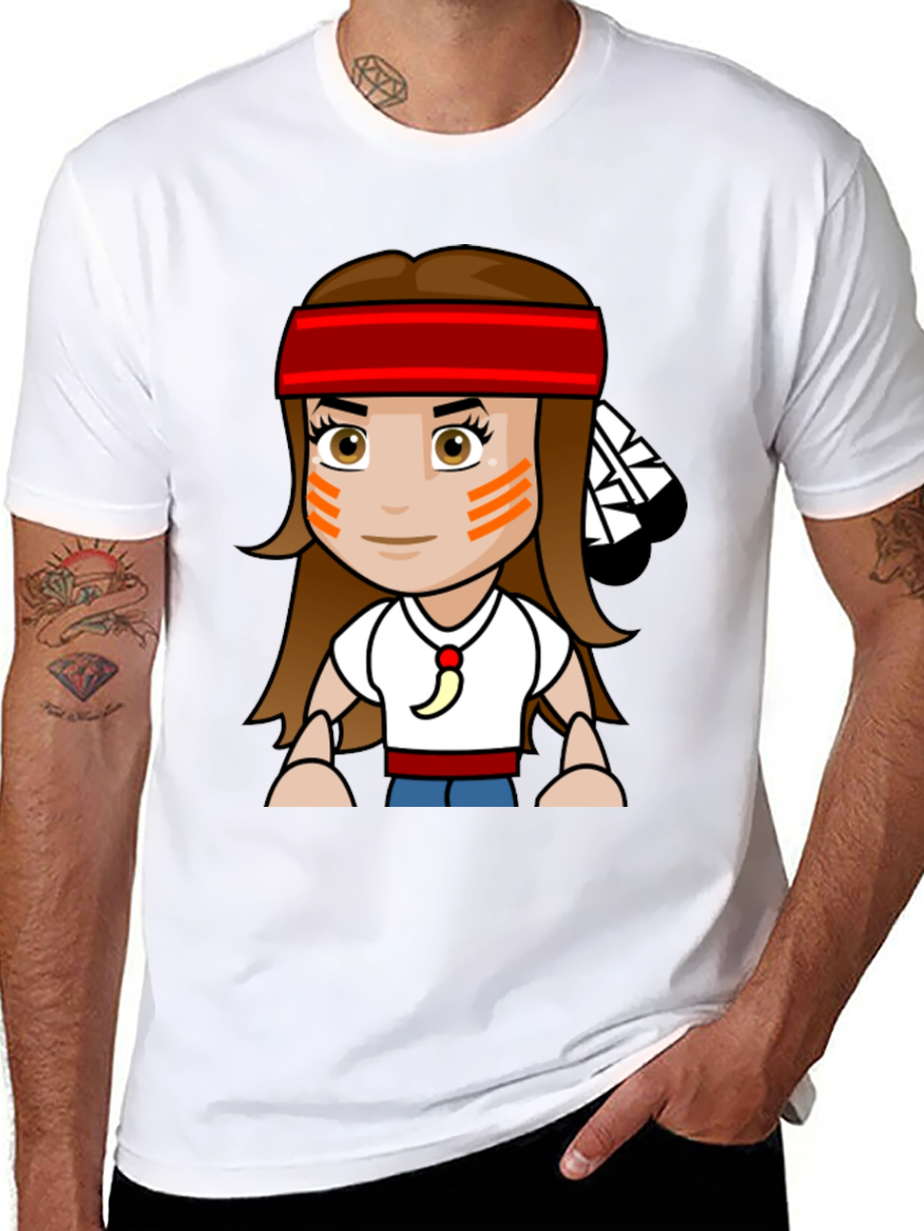 Cartoon Native American Girl T-Shirt