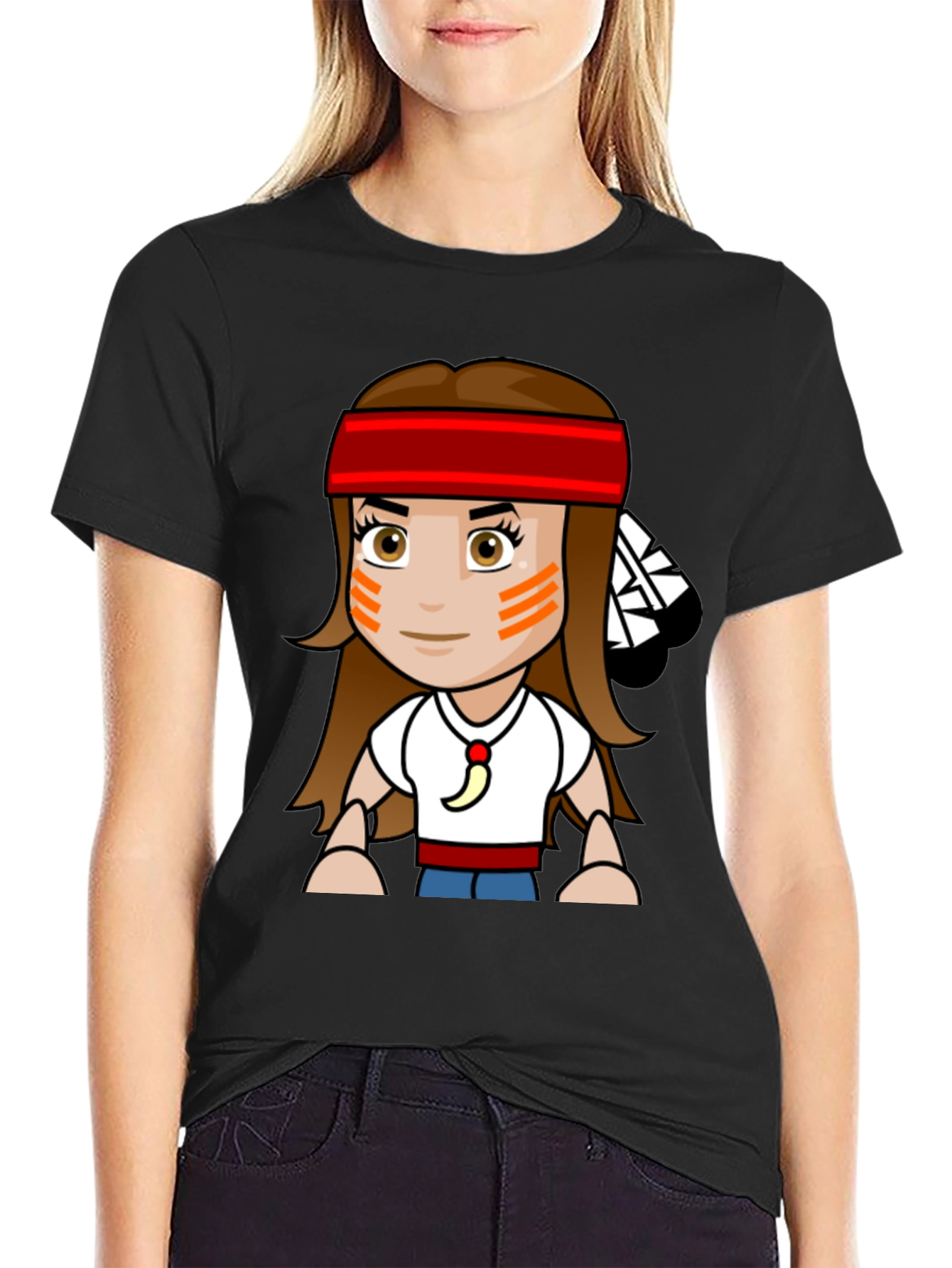 Cartoon Native American Girl T-Shirt
