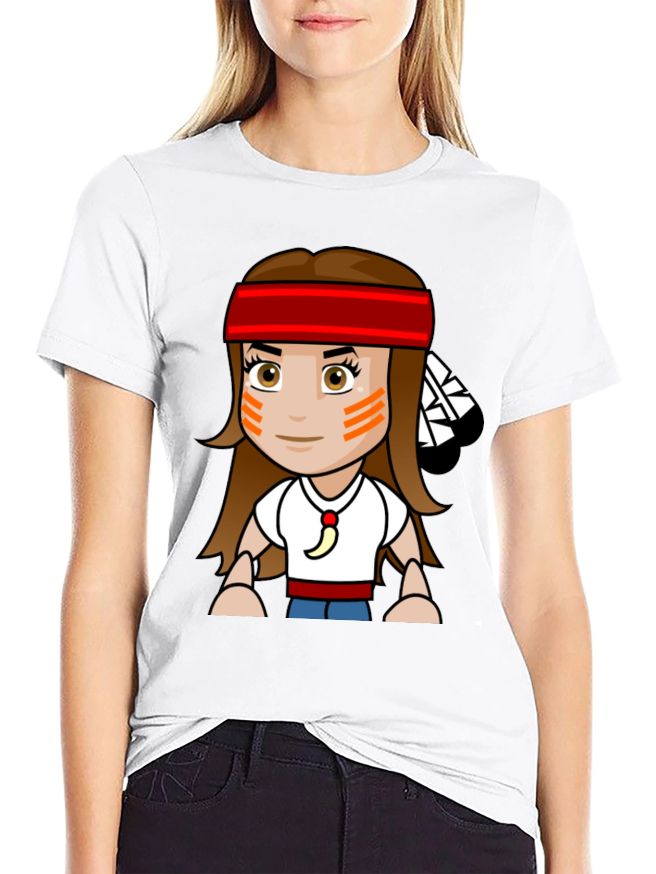 Cartoon Native American Girl T-Shirt