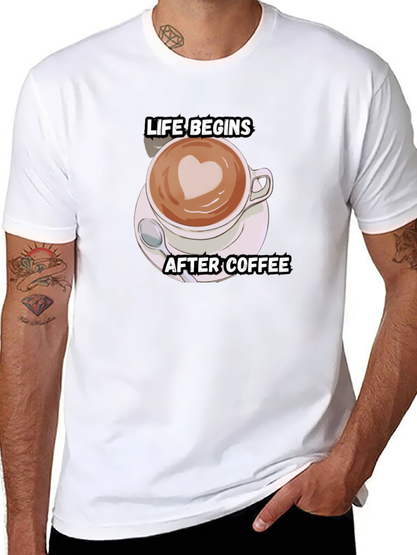 Life Begins After Coffee T-Shirt - Black Cotton Tee