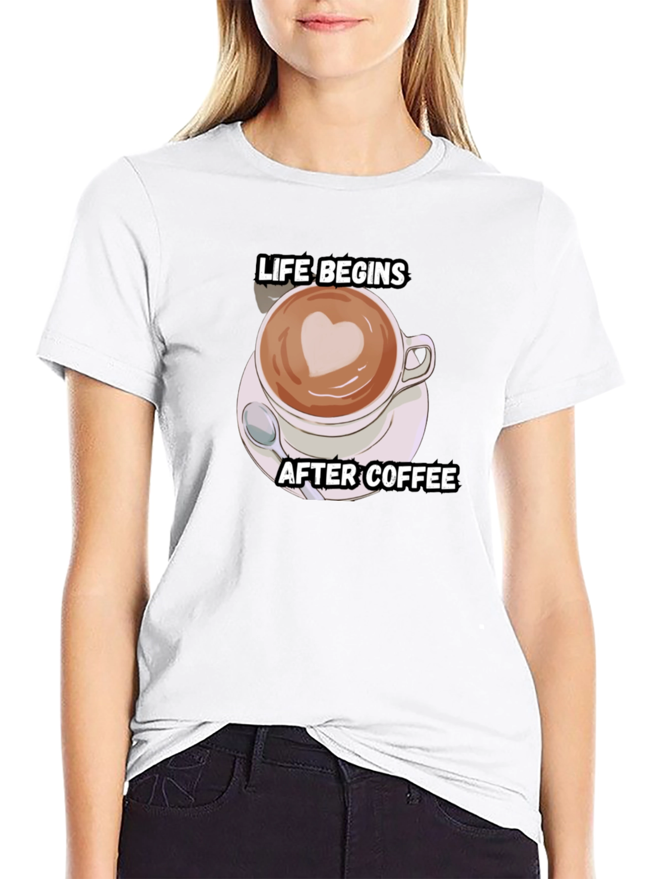 Life Begins After Coffee T-Shirt - Black Cotton Tee
