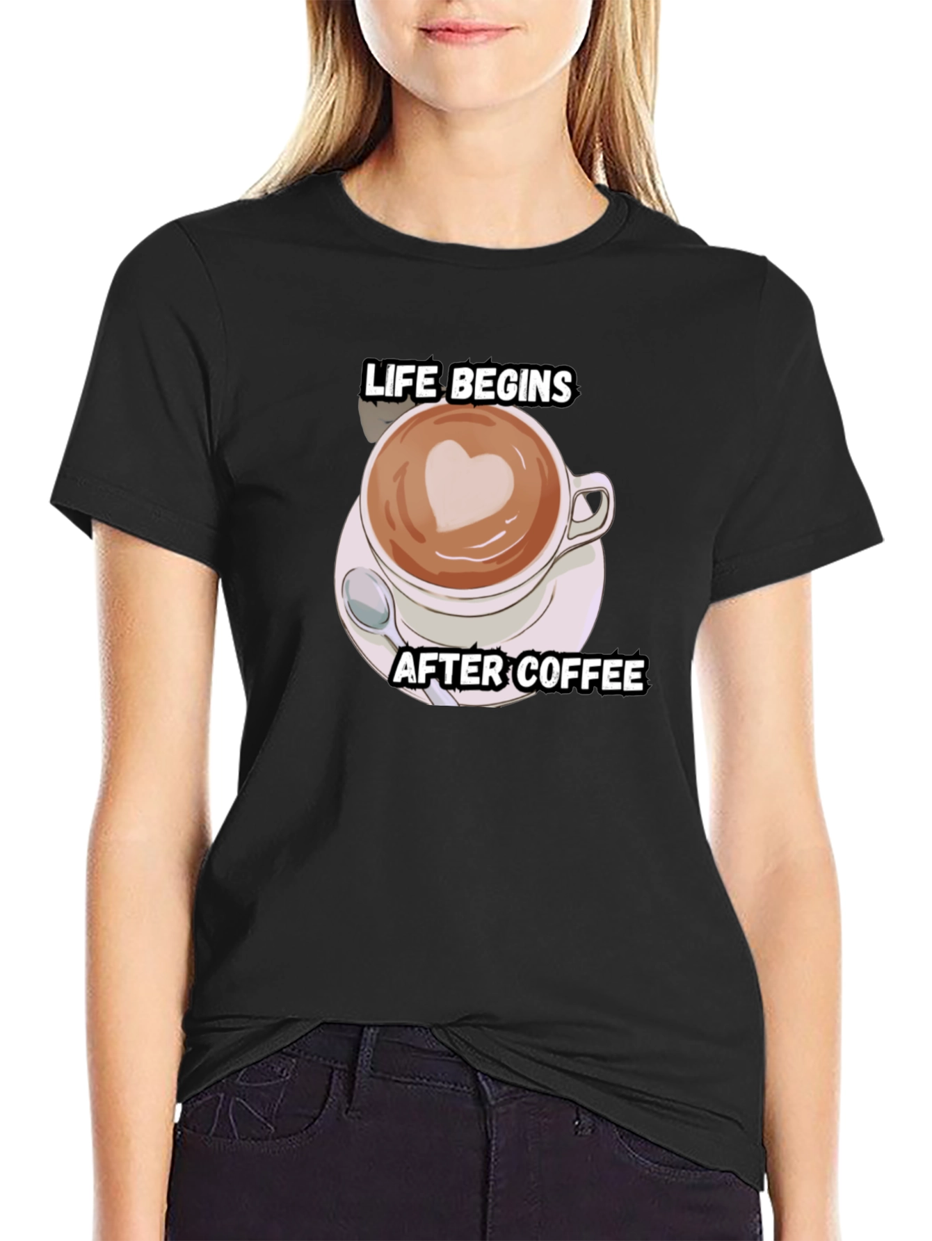 Life Begins After Coffee T-Shirt - Black Cotton Tee