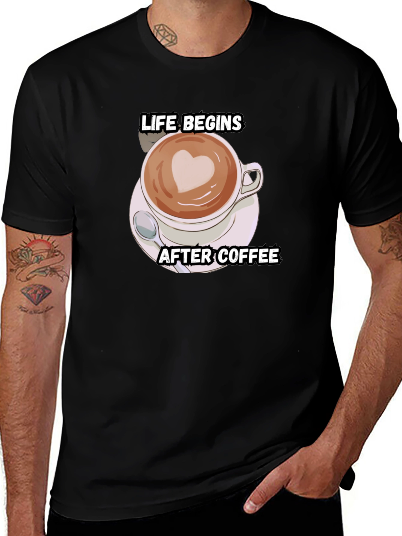Life Begins After Coffee T-Shirt - Black Cotton Tee