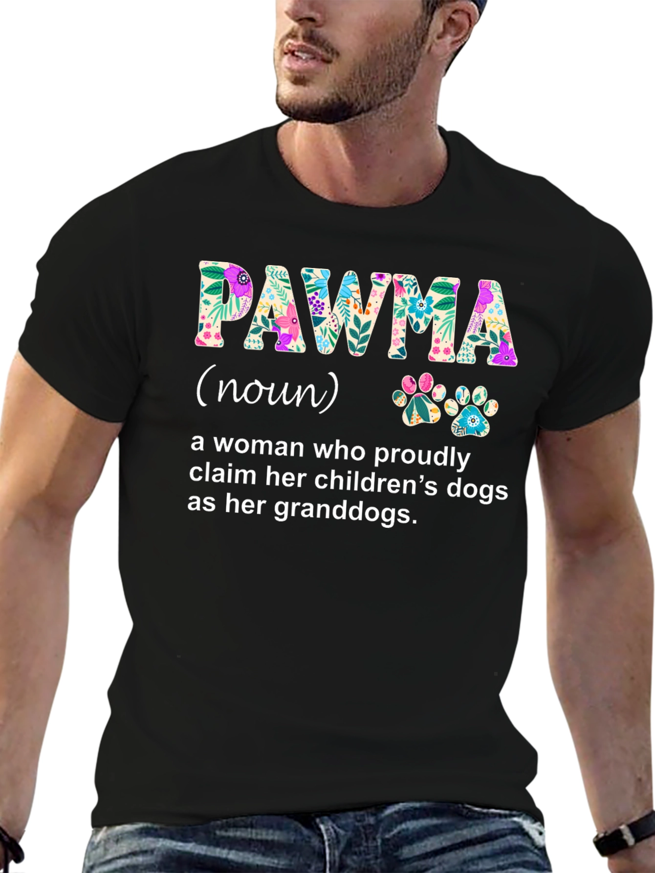 Floral PAWMA Dog Grandparent T-Shirt