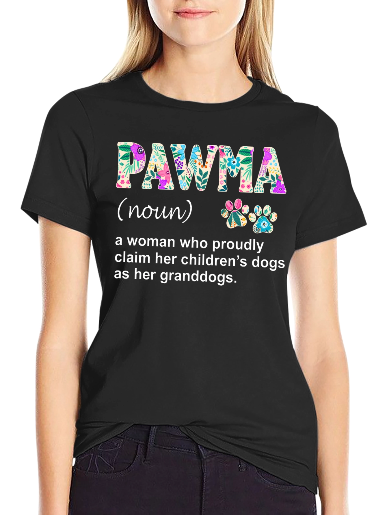 Floral PAWMA Dog Grandparent T-Shirt
