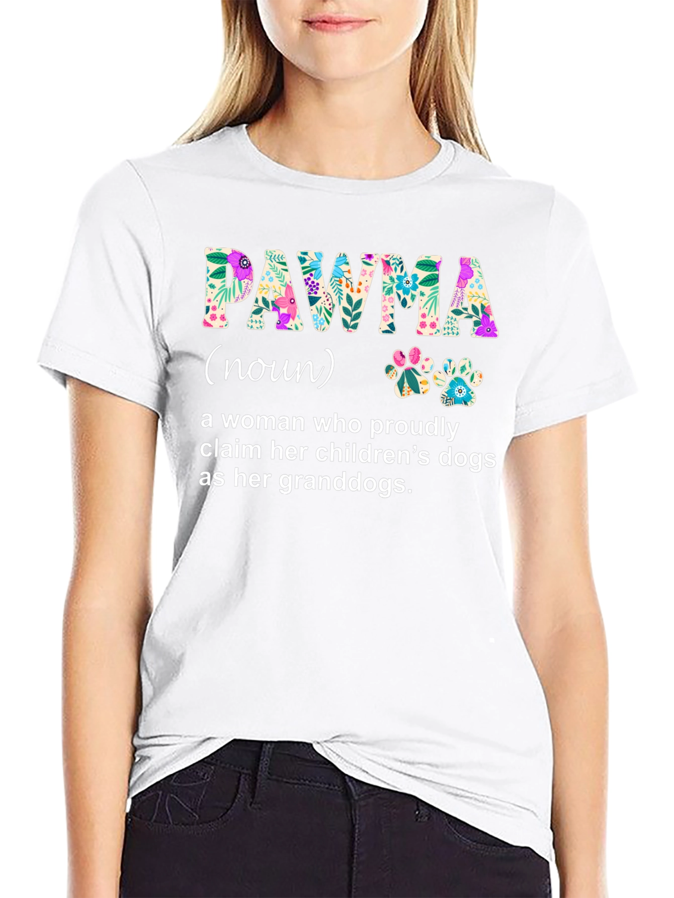 Floral PAWMA Dog Grandparent T-Shirt