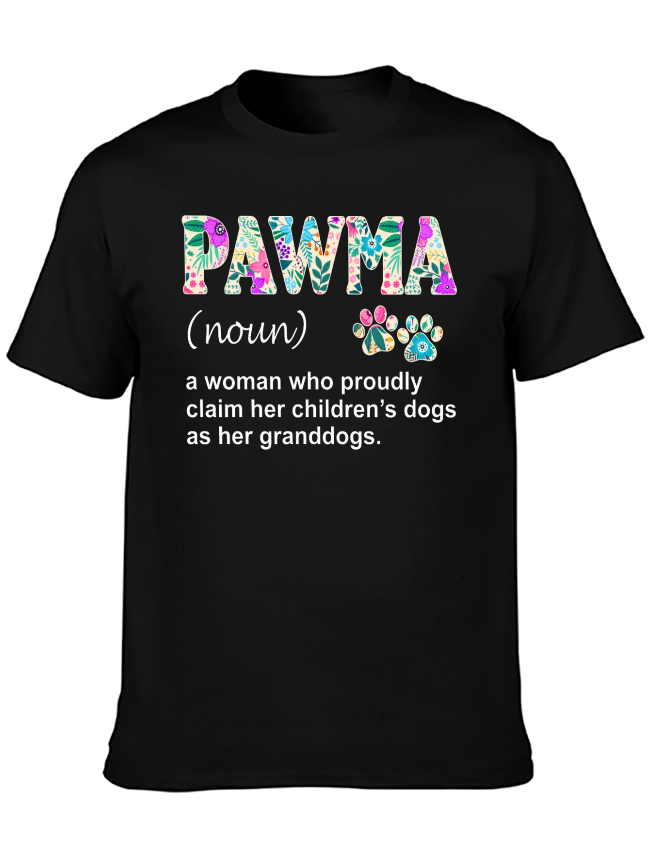 Floral PAWMA Dog Grandparent T-Shirt