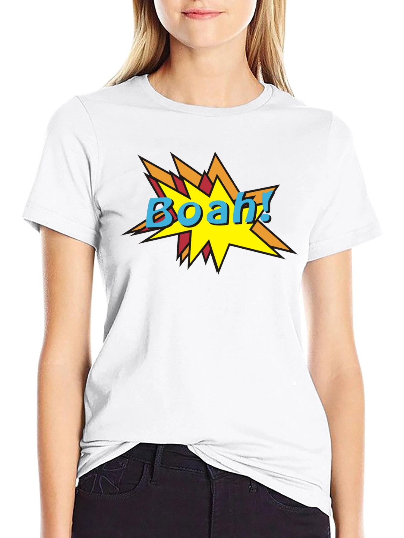 BOAH! Comic Style Graphic Print Black T-Shirt