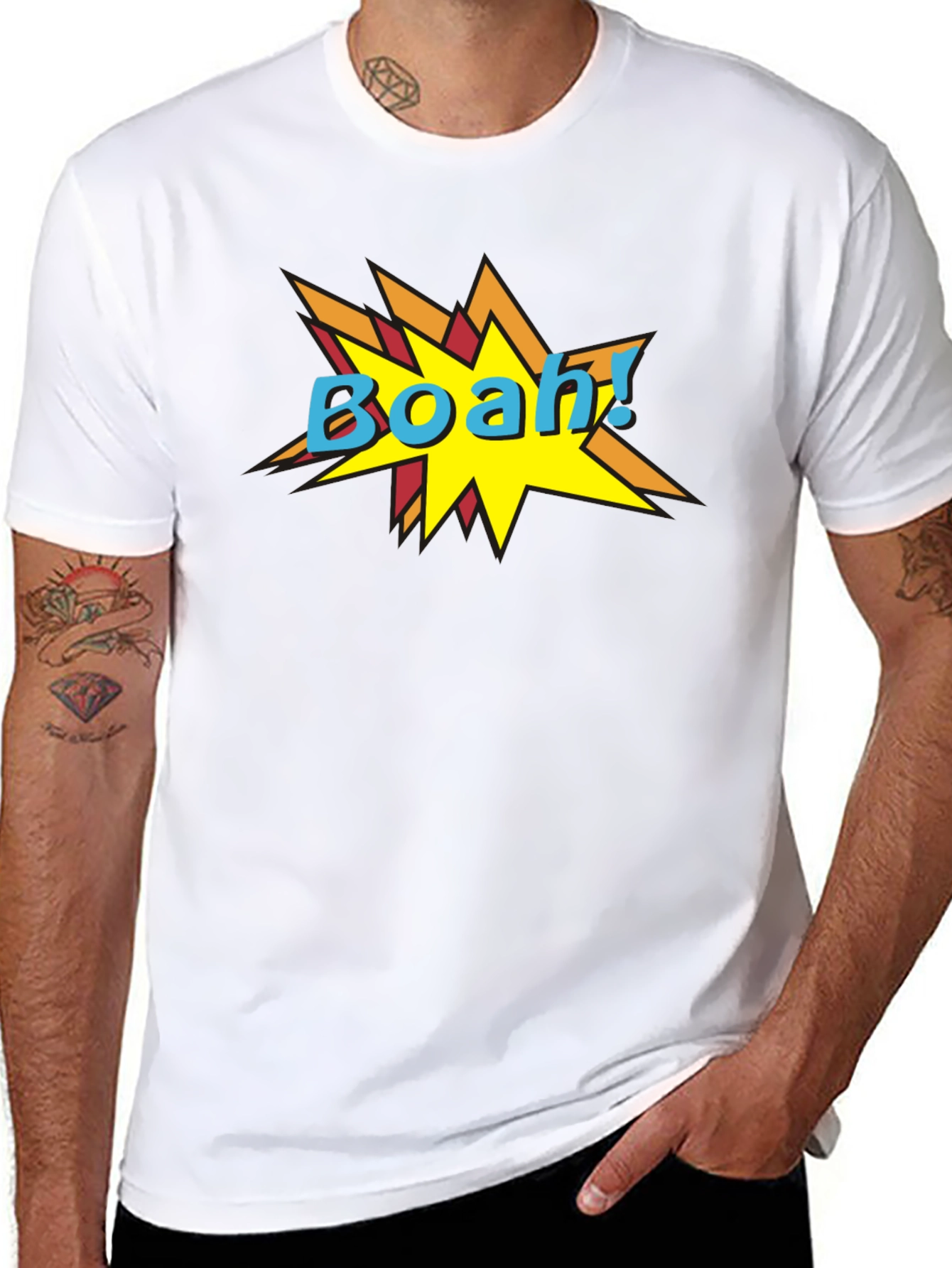 BOAH! Comic Style Graphic Print Black T-Shirt