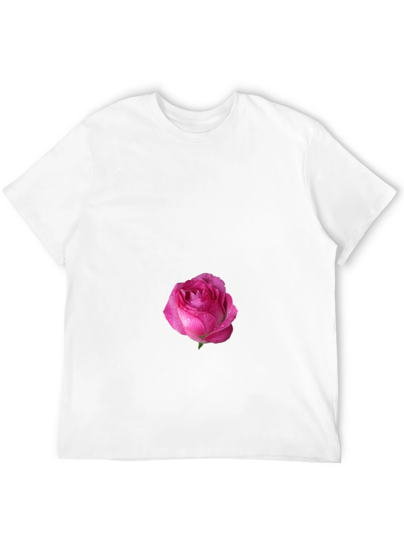 Black T-Shirt with Pink Rose Design