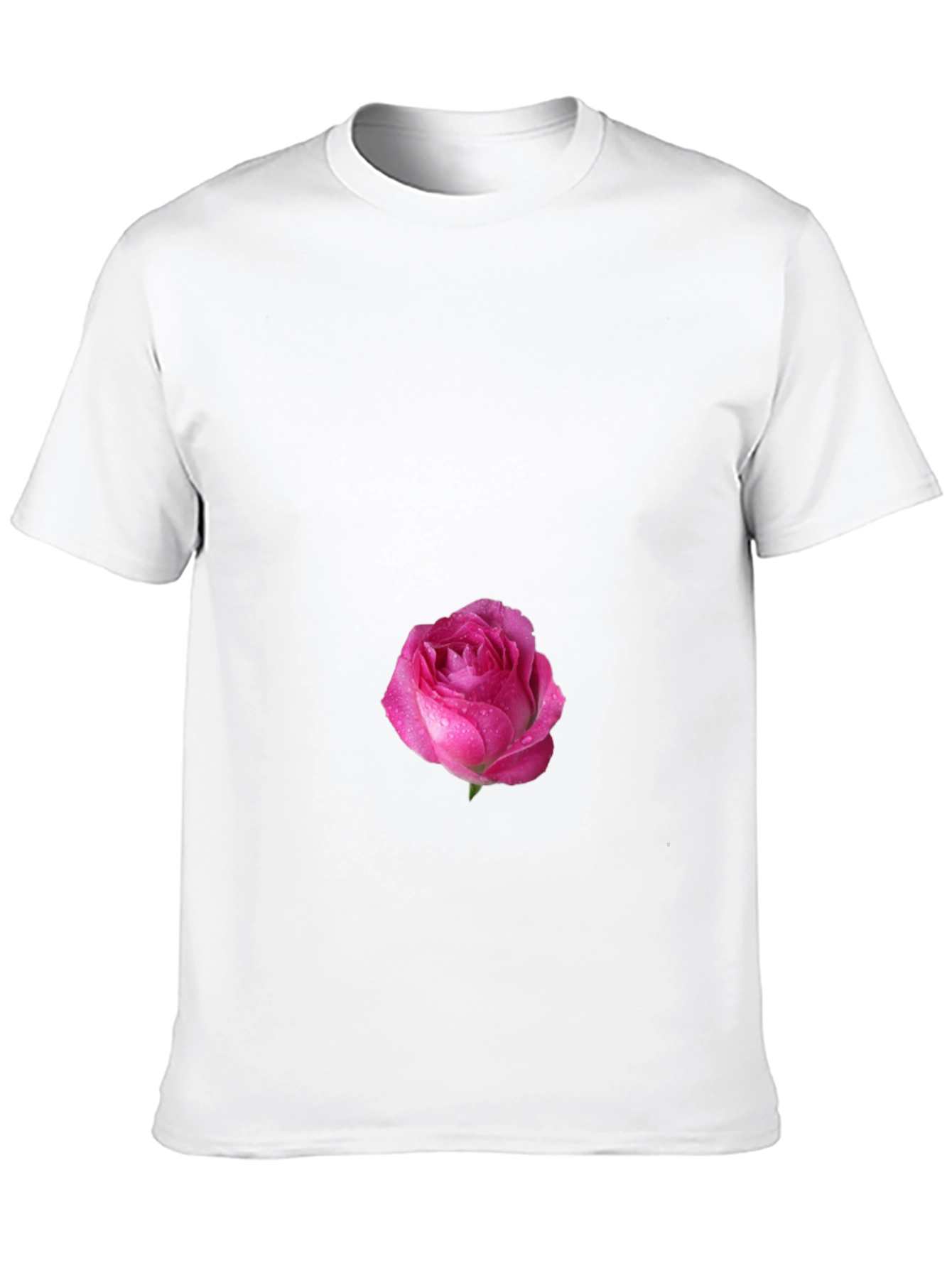 Black T-Shirt with Pink Rose Design