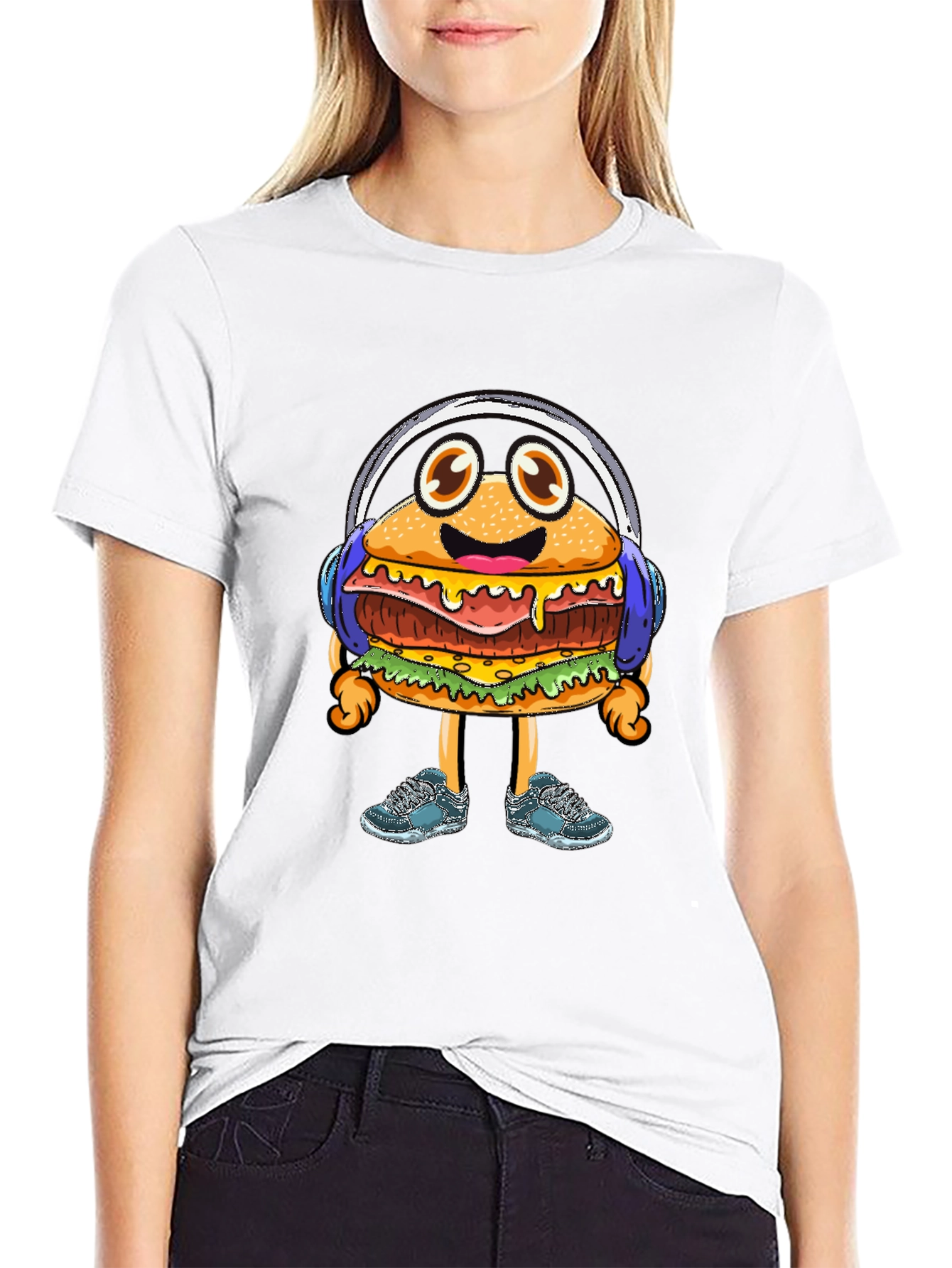 Burger Beats T-Shirt: Groovy Cartoon Foodie Tee
