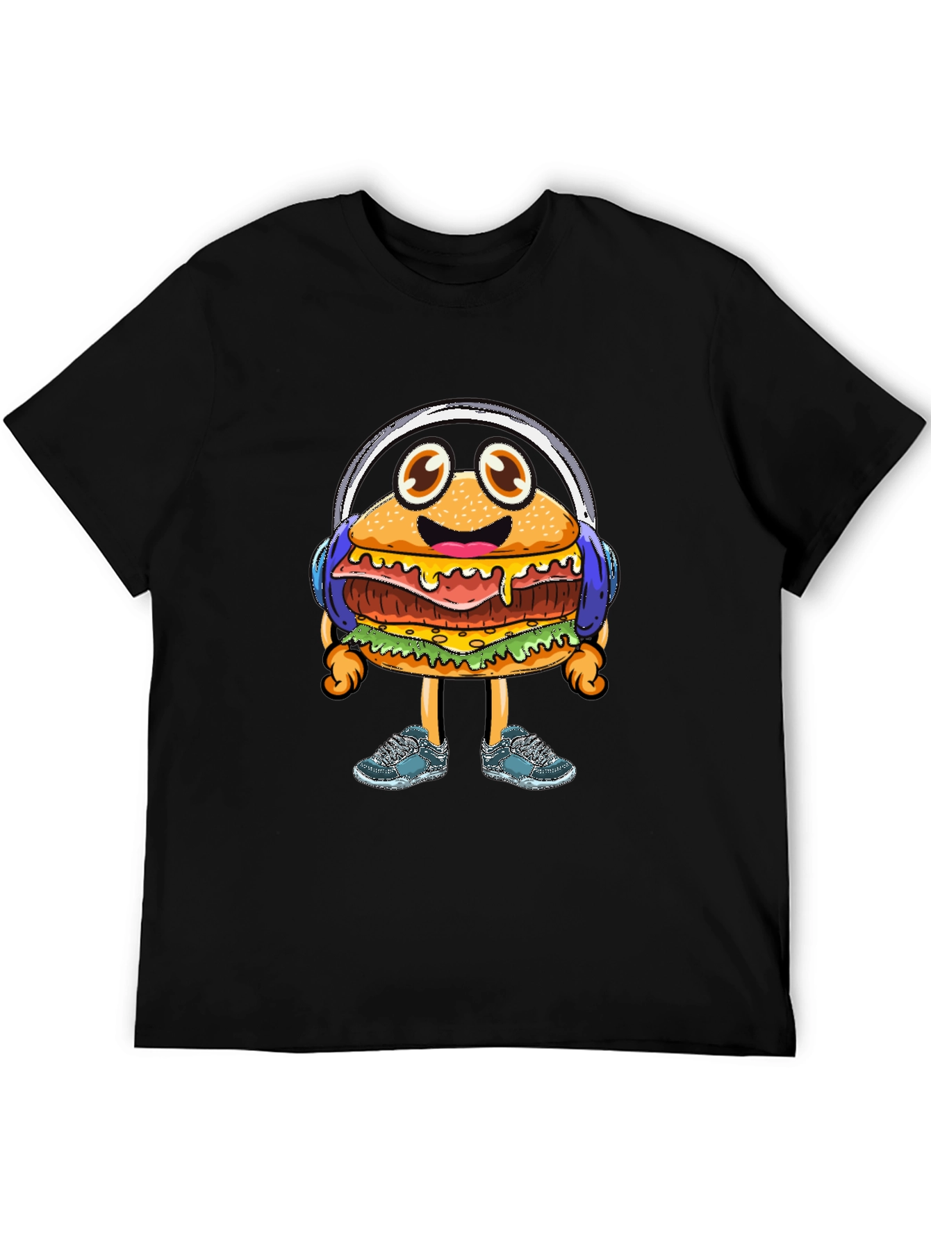 Burger Beats T-Shirt: Groovy Cartoon Foodie Tee
