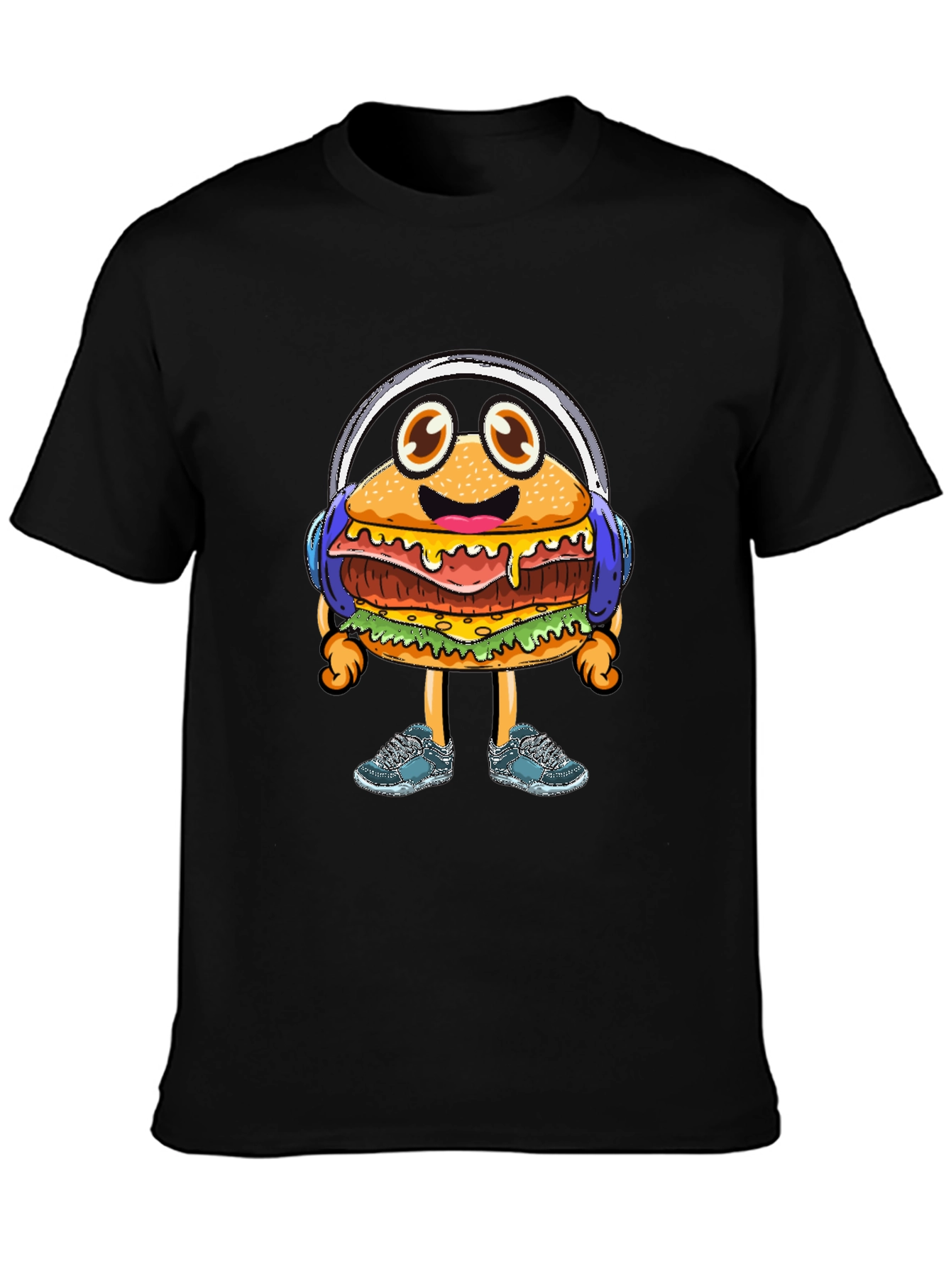 Burger Beats T-Shirt: Groovy Cartoon Foodie Tee