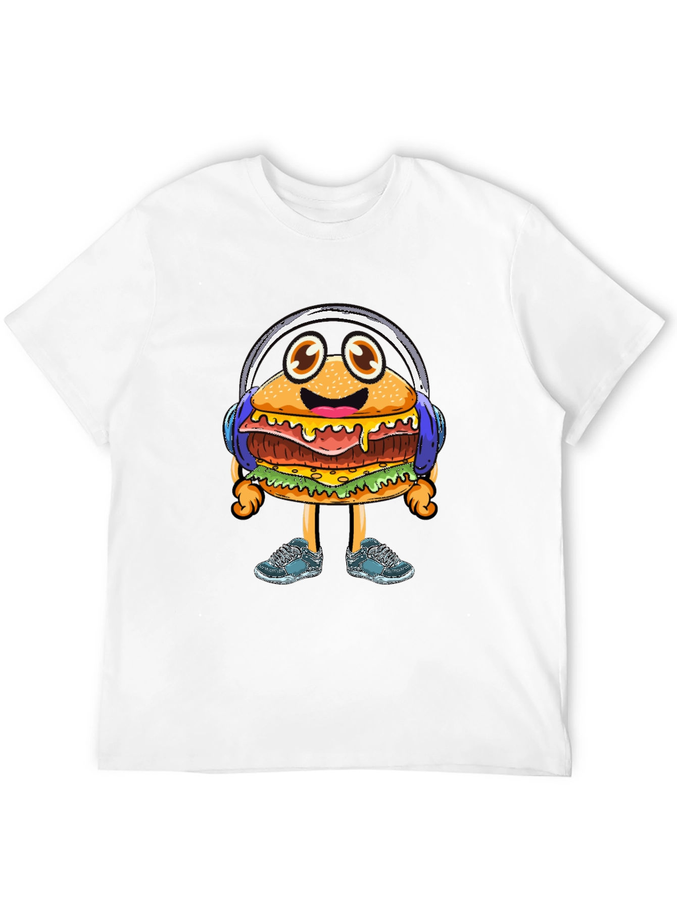 Burger Beats T-Shirt: Groovy Cartoon Foodie Tee