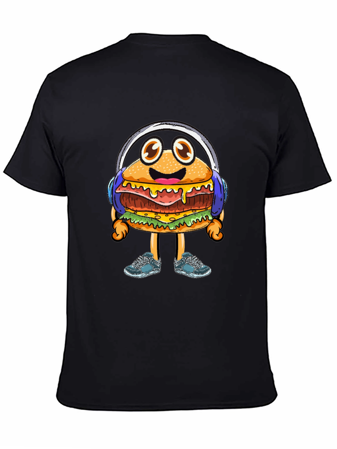 Burger Beats T-Shirt: Groovy Cartoon Foodie Tee
