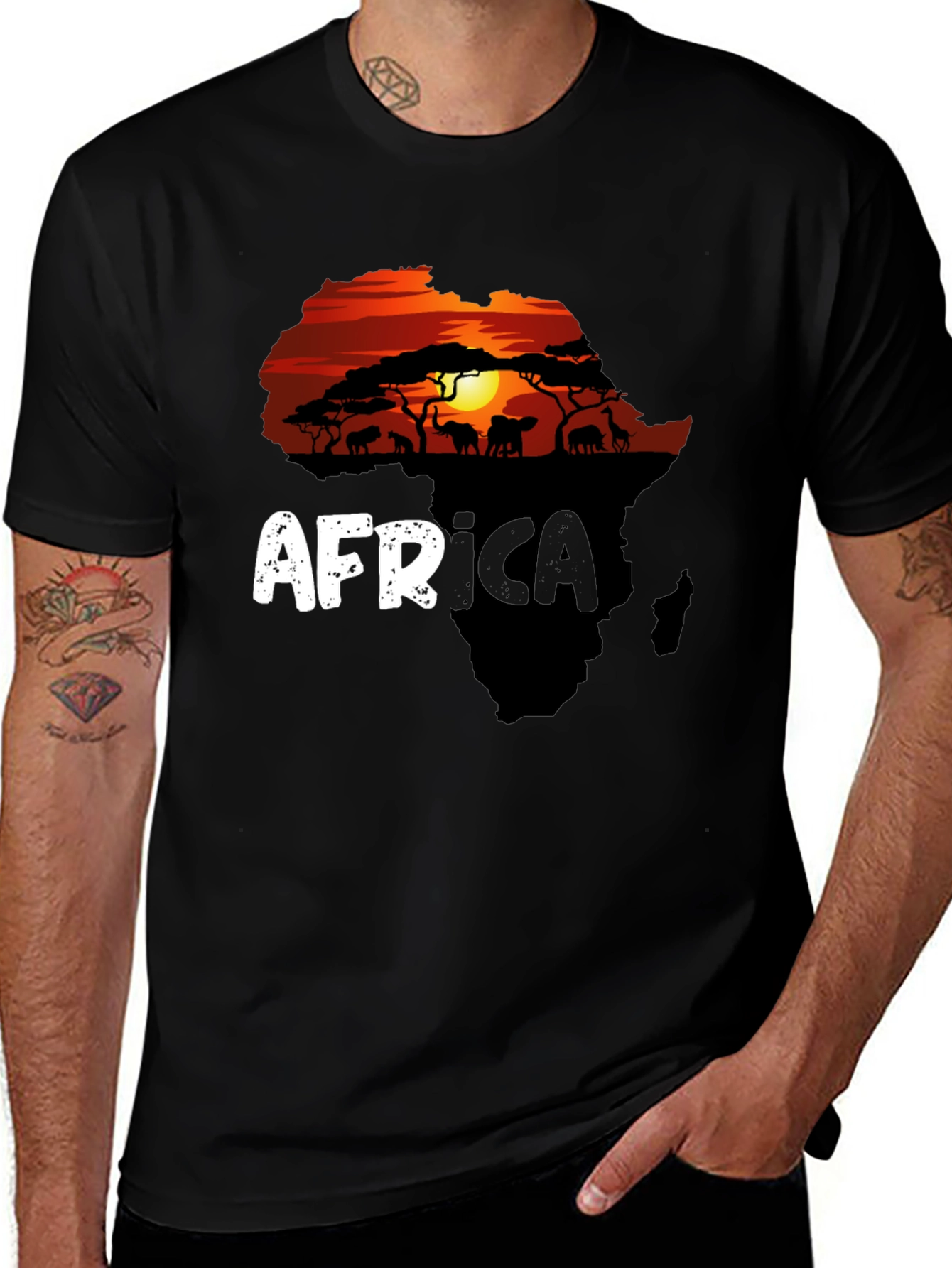 Africa Silhouette Graphic T-Shirt - Black