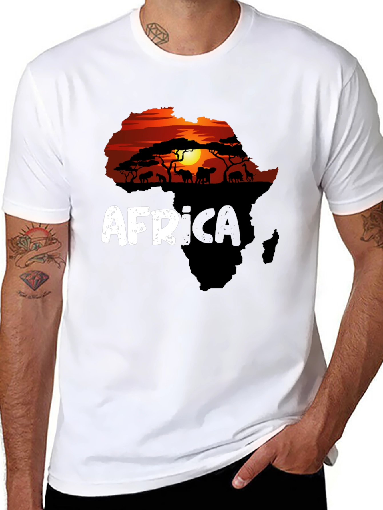 Africa Silhouette Graphic T-Shirt - Black