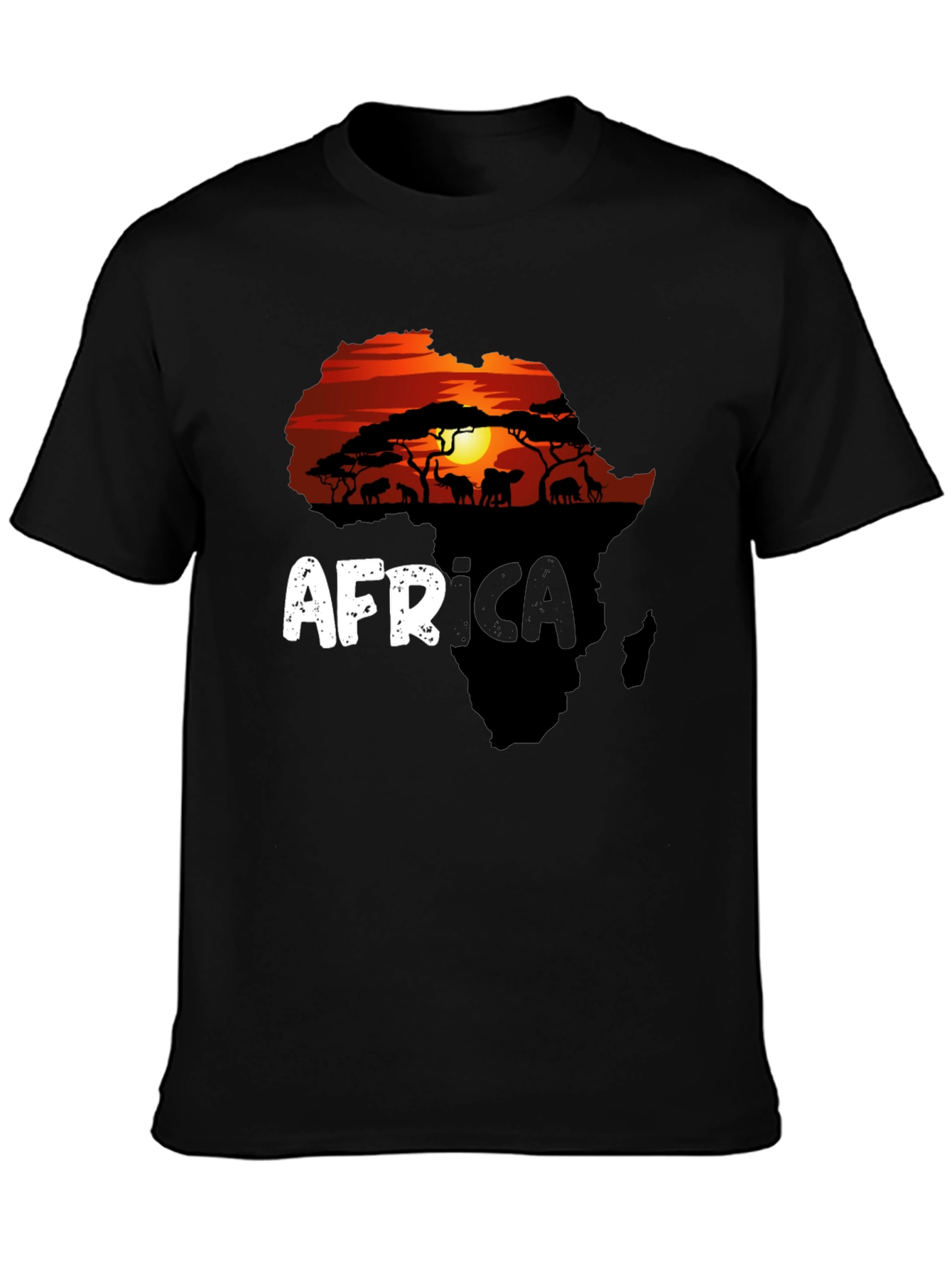 Africa Silhouette Graphic T-Shirt - Black