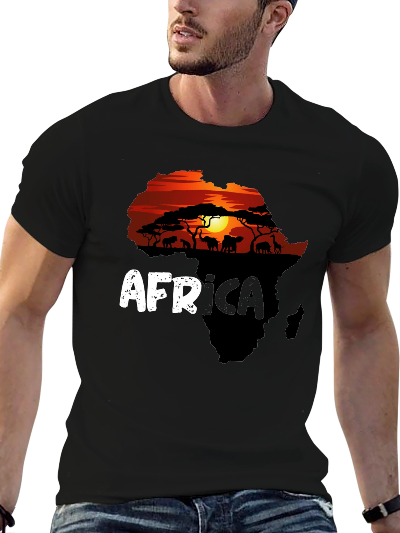 Africa Silhouette Graphic T-Shirt - Black