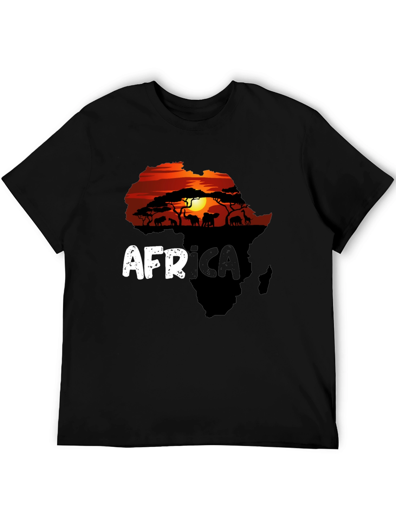 Africa Silhouette Graphic T-Shirt - Black