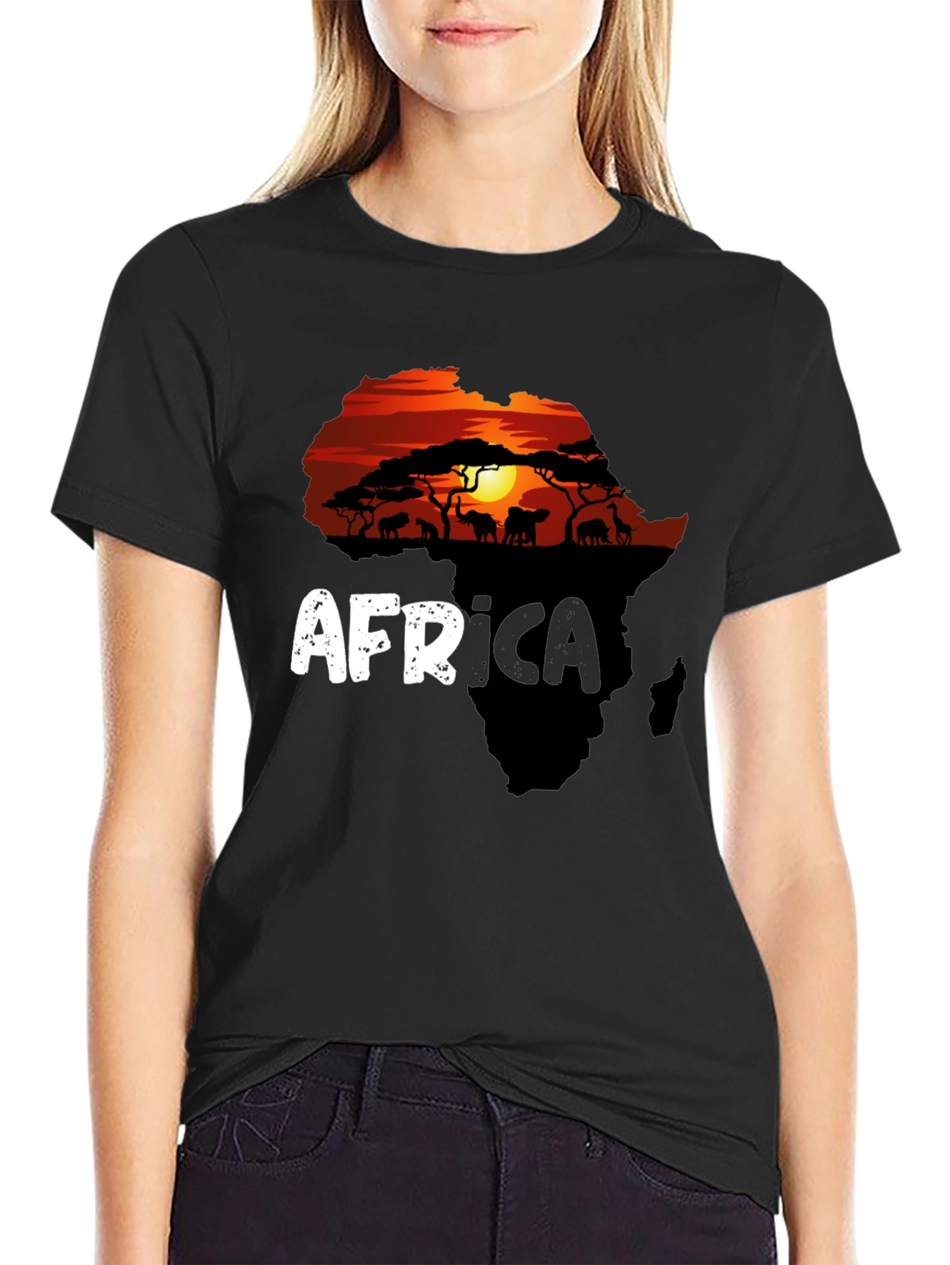 Africa Silhouette Graphic T-Shirt - Black