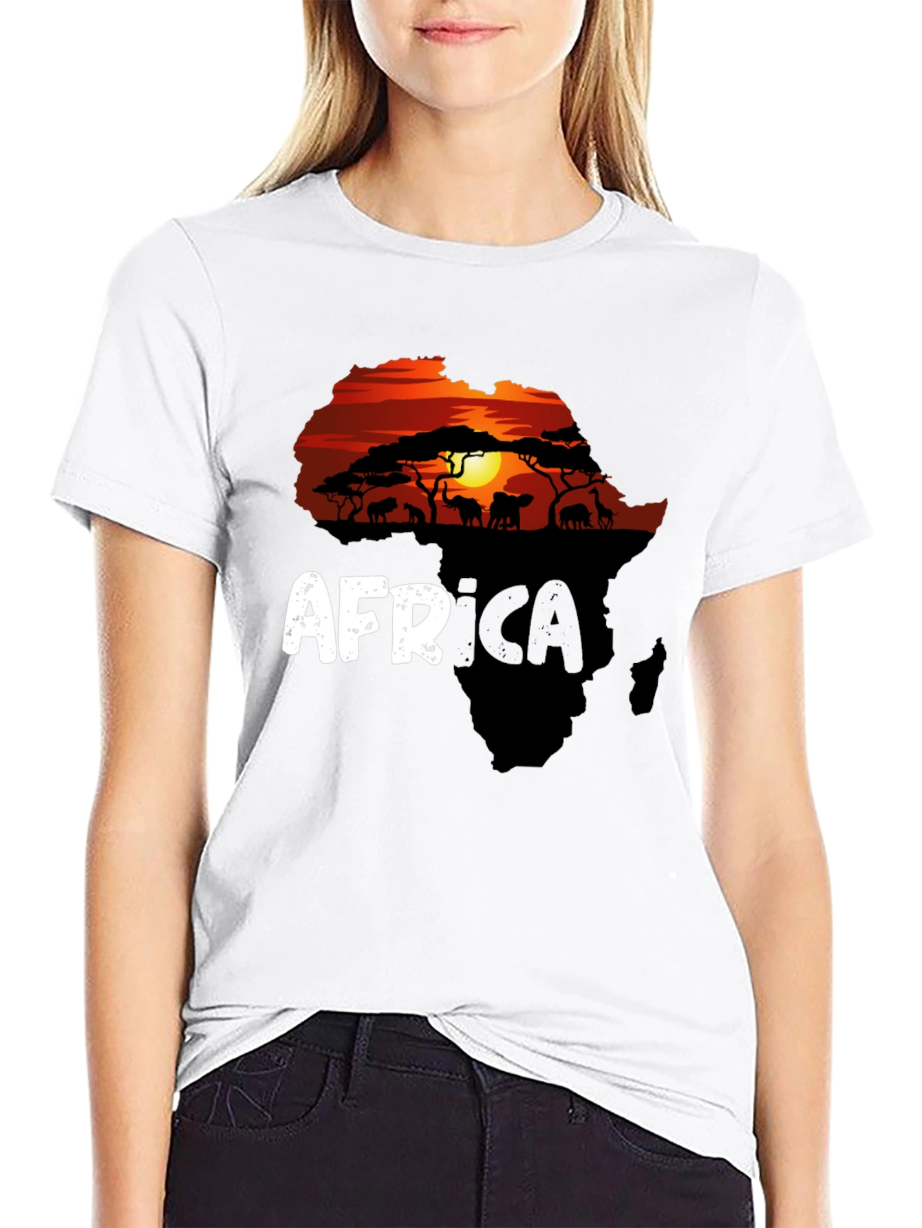 Africa Silhouette Graphic T-Shirt - Black