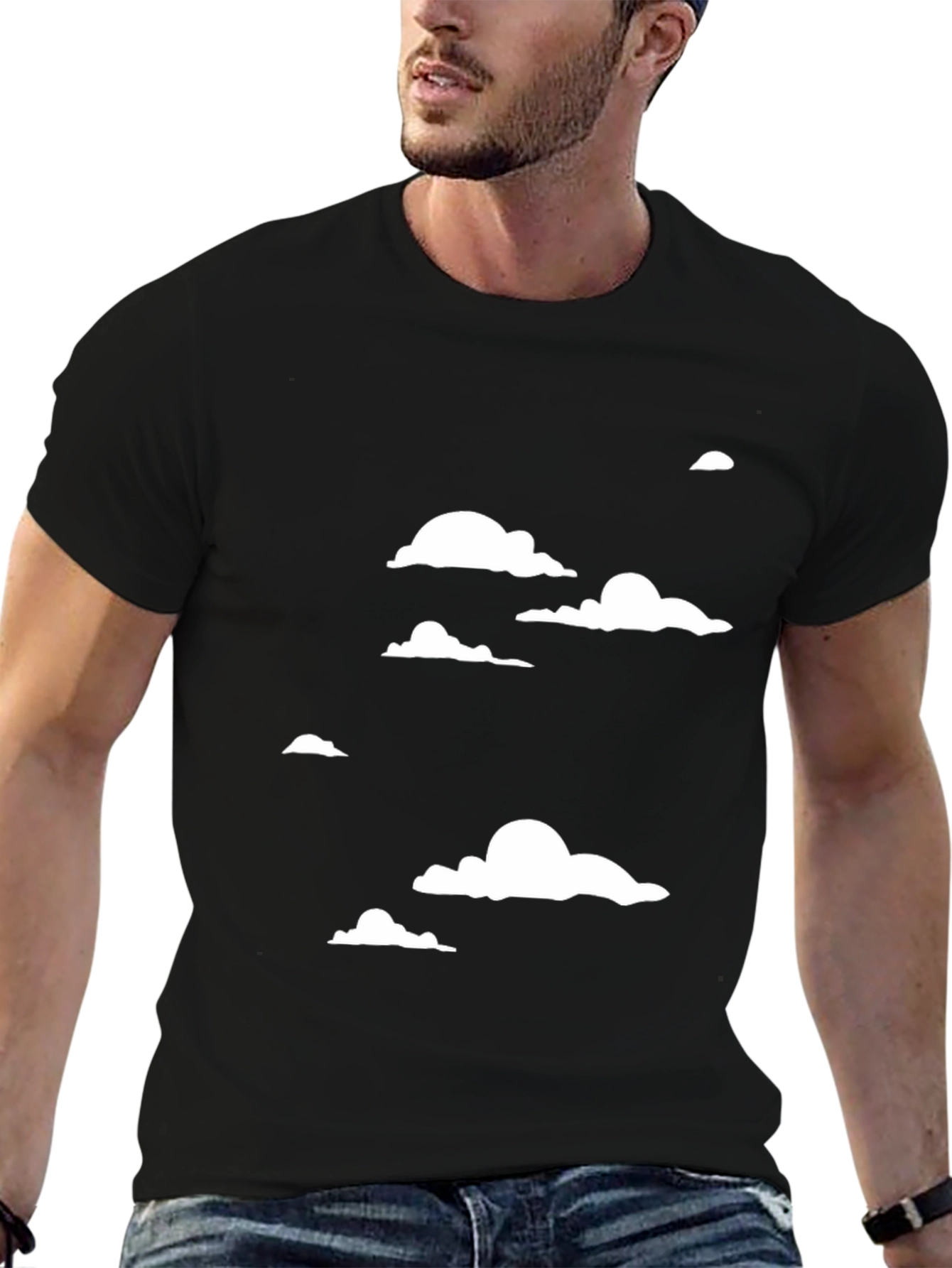 Cloudscape Graphic Tee - Black Cotton T-Shirt