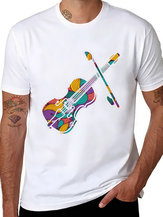 Violin Graphic Tee - Colorful Music Lover Shirt