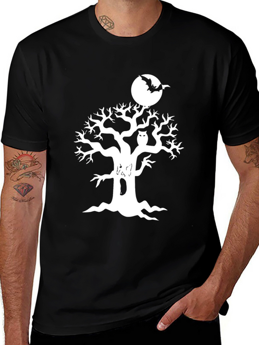 Halloween Tree Owl & Bat Graphic Tee