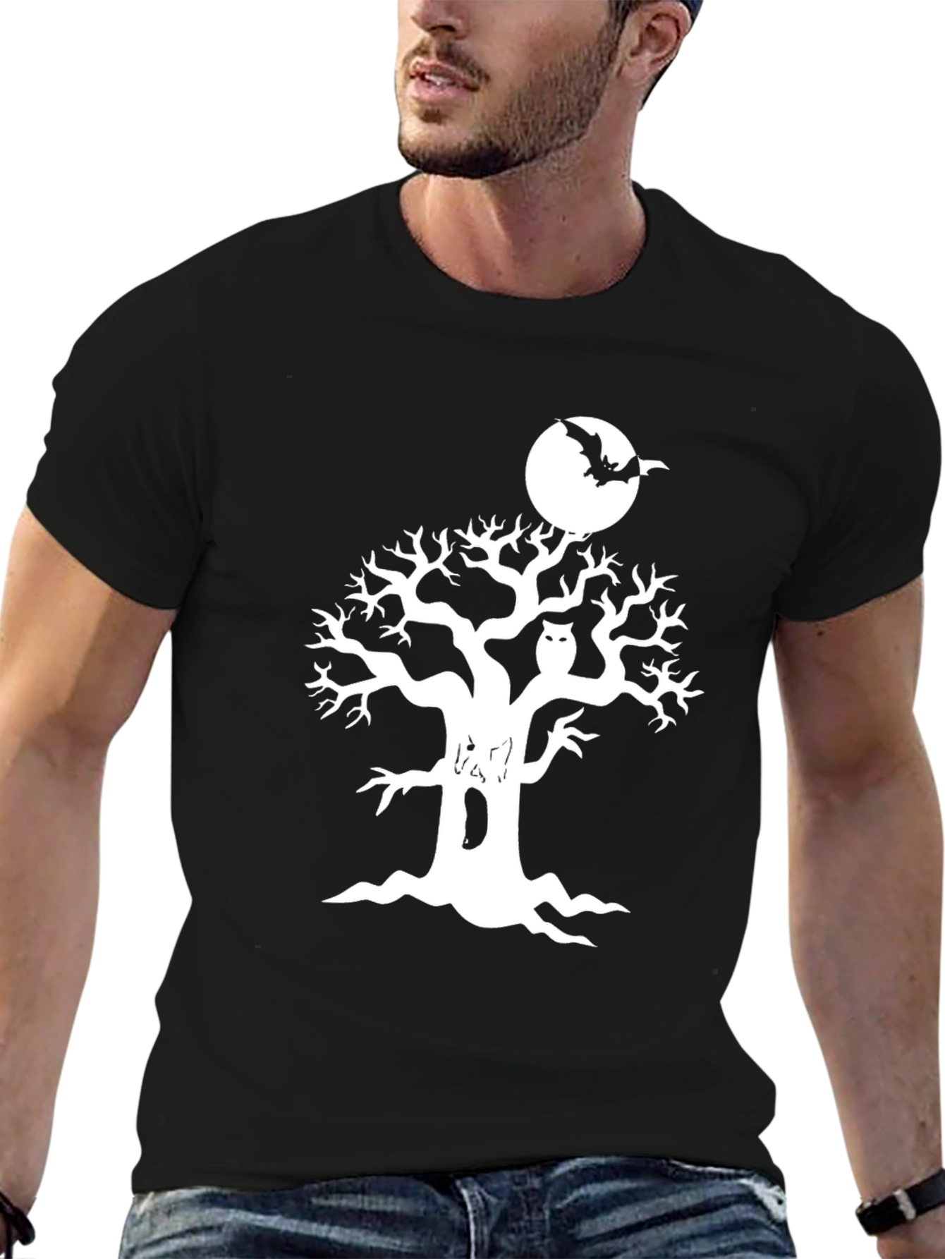 Halloween Tree Owl & Bat Graphic Tee