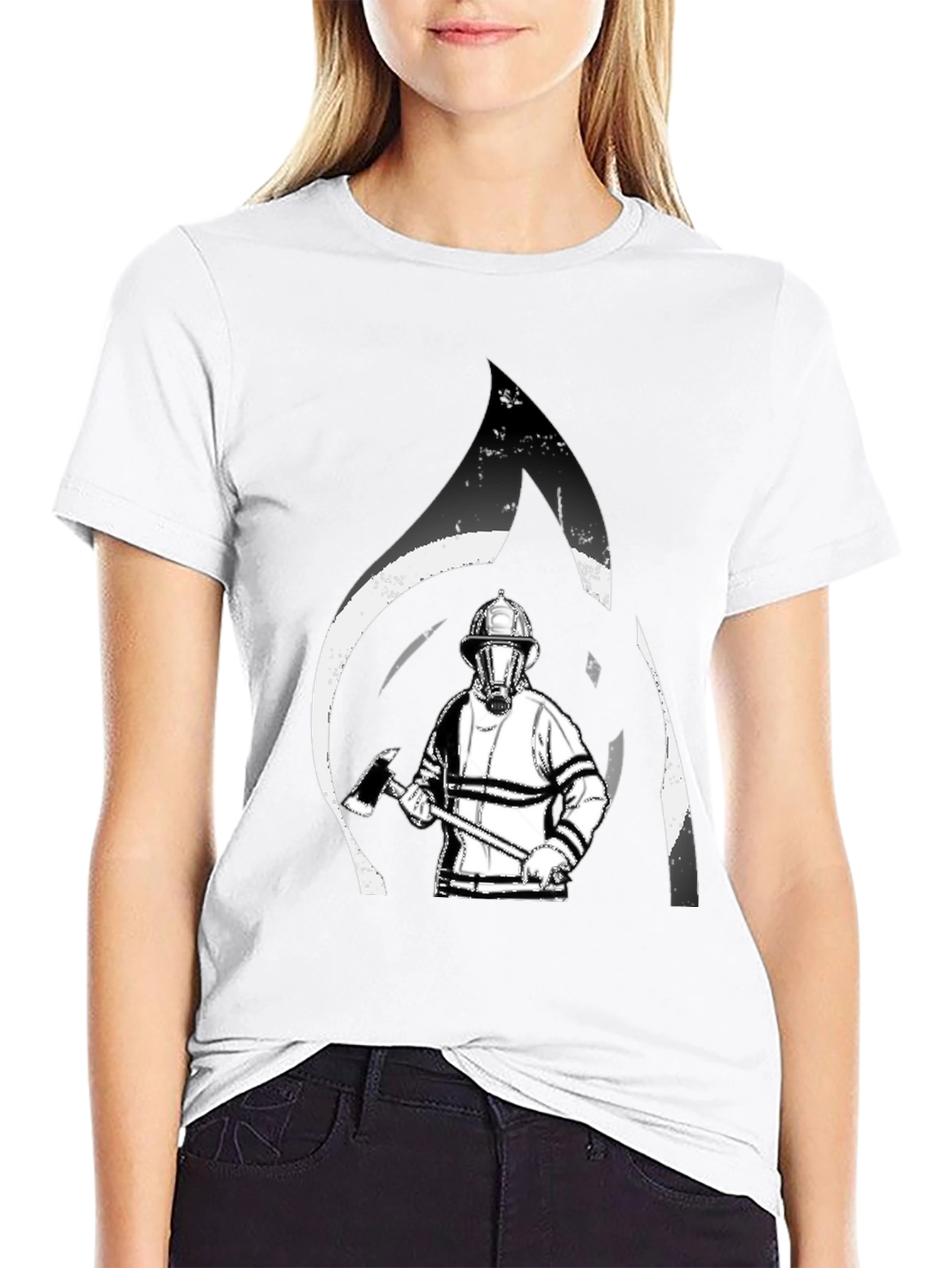 Firefighter Graphic T-Shirt - Black Cotton Tee