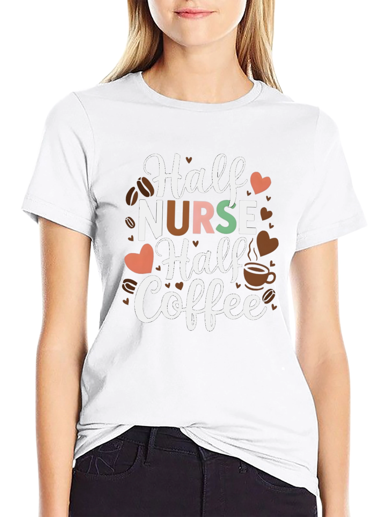Half Nurse Half Coffee Graphic T-Shirt