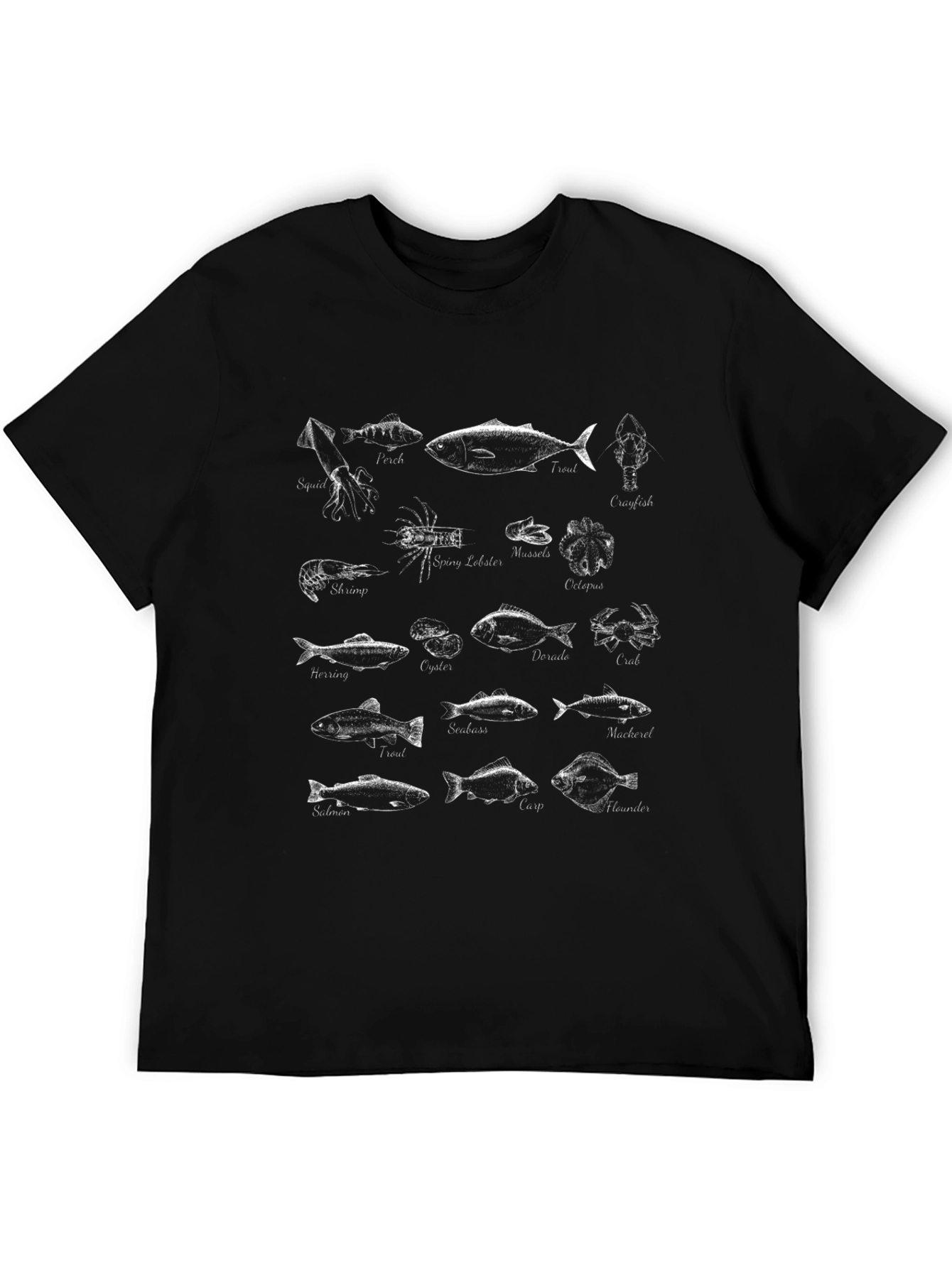 Black Seafood Graphic T-Shirt