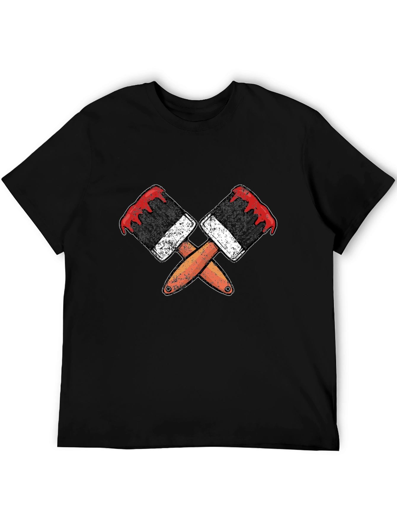 Painters Crossed Brushes Black T-Shirt