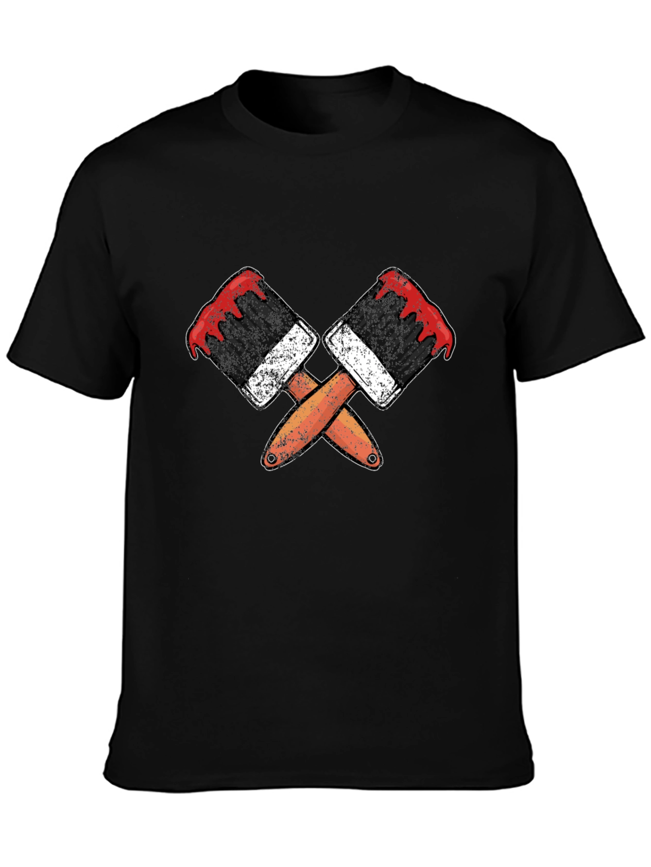 Painters Crossed Brushes Black T-Shirt