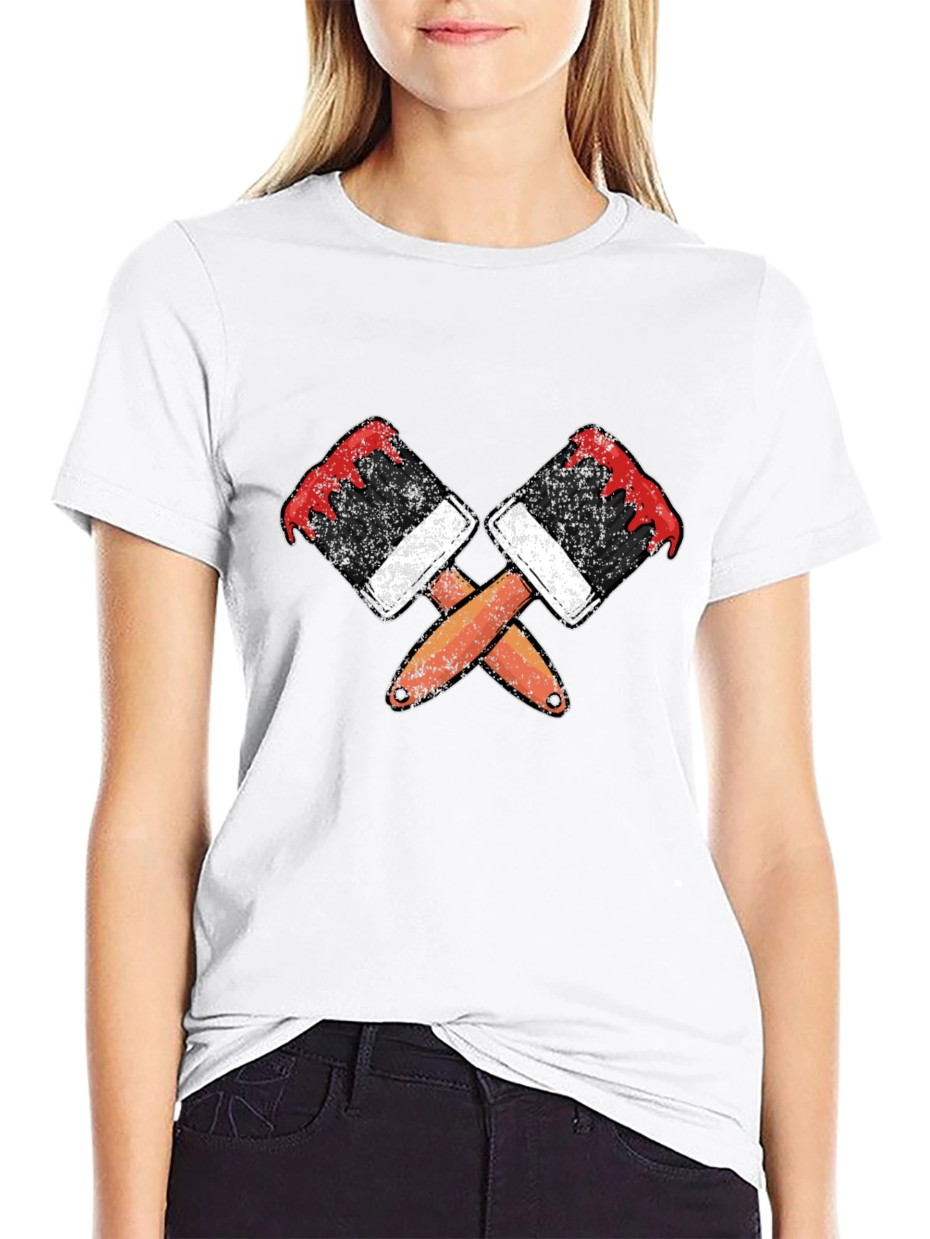 Painters Crossed Brushes Black T-Shirt