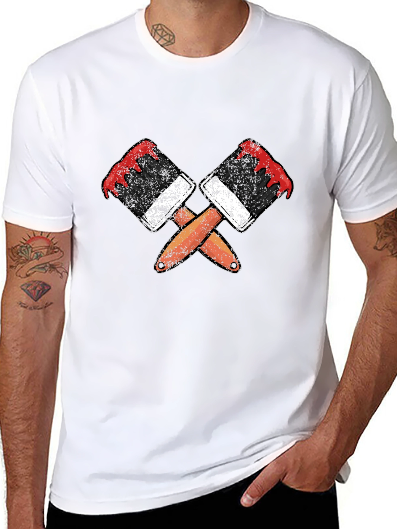 Painters Crossed Brushes Black T-Shirt
