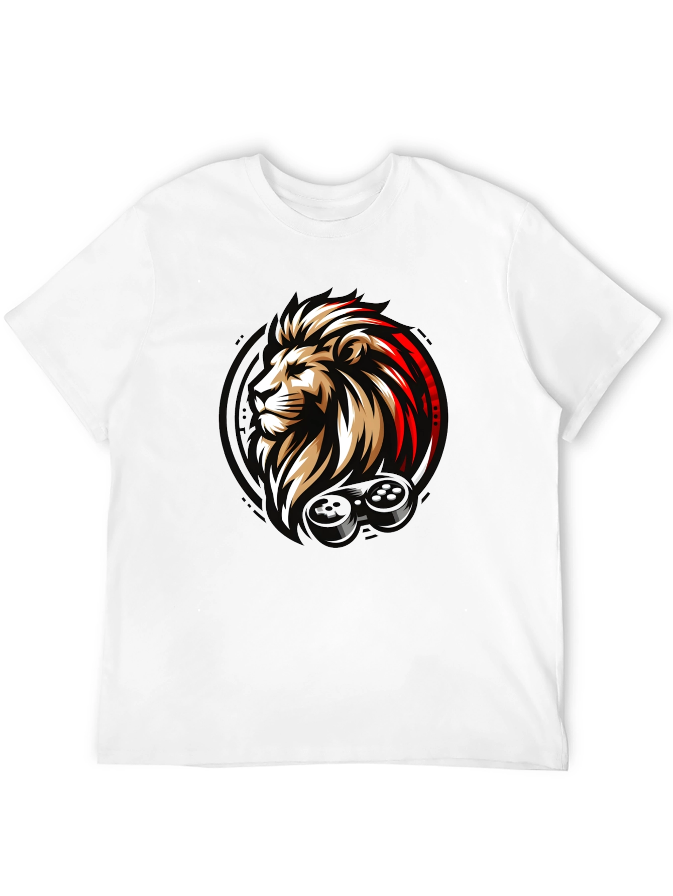 Lion Gamer Black Graphic T-Shirt
