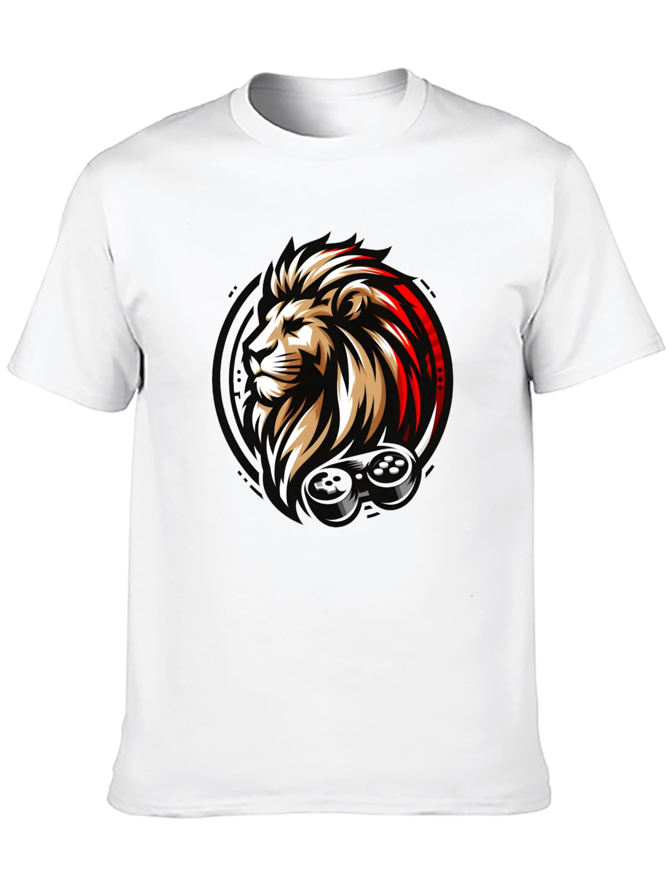 Lion Gamer Black Graphic T-Shirt