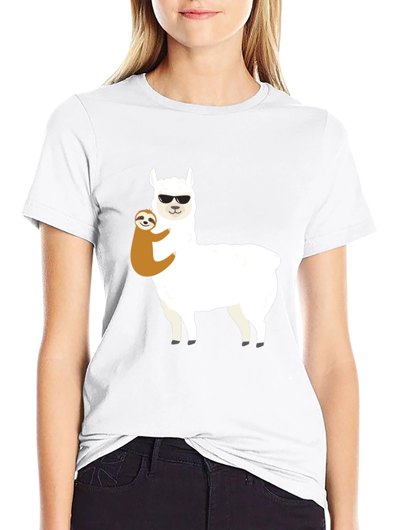 Llama Sloth Hug T-Shirt - Funny Graphic Tee