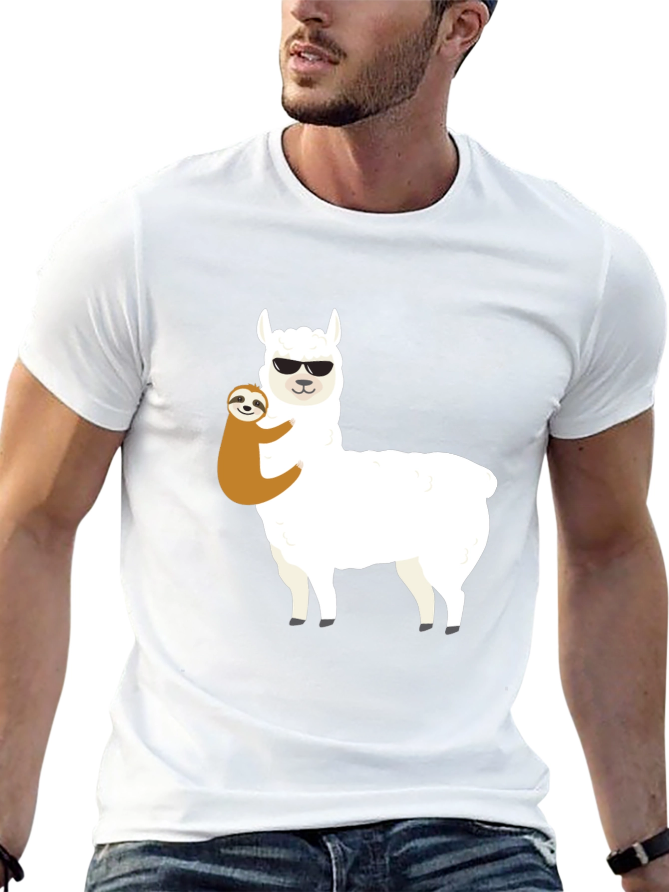 Llama Sloth Hug T-Shirt - Funny Graphic Tee