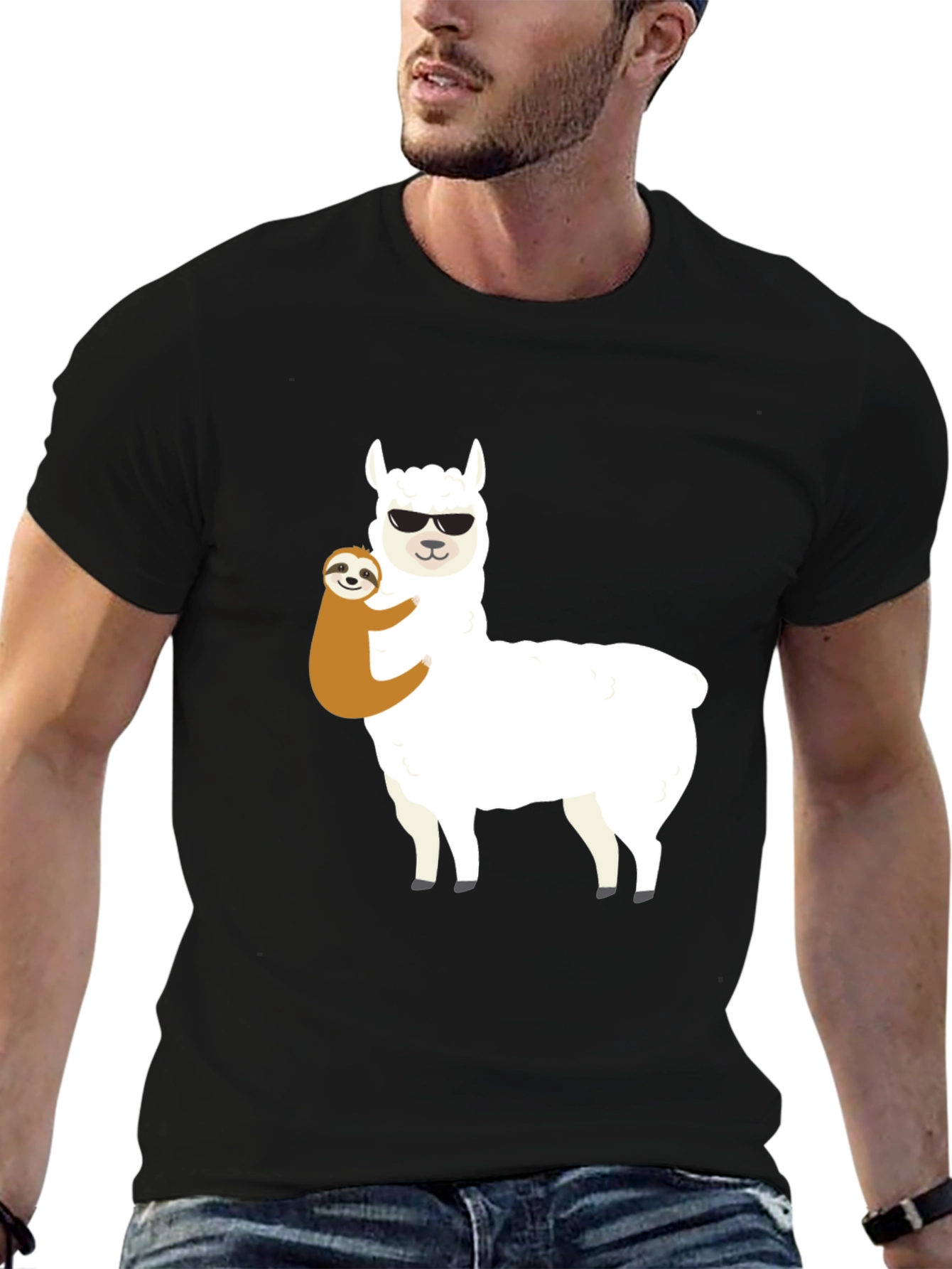Llama Sloth Hug T-Shirt - Funny Graphic Tee