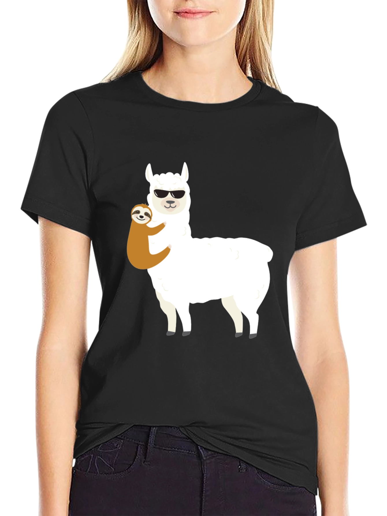 Llama Sloth Hug T-Shirt - Funny Graphic Tee