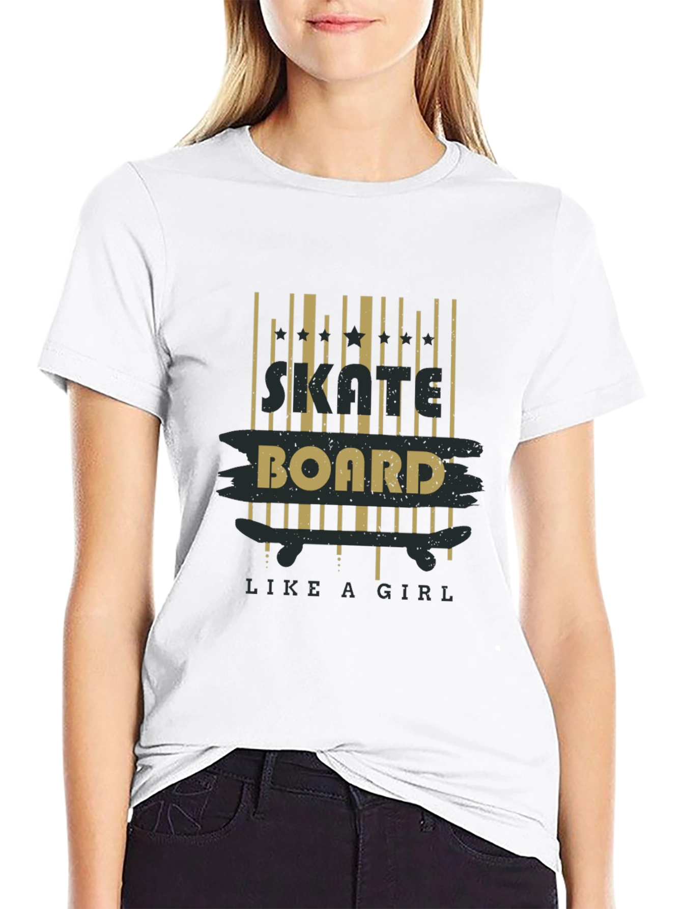 Skateboard Like a Girl T-Shirt - Black Graphic Tee