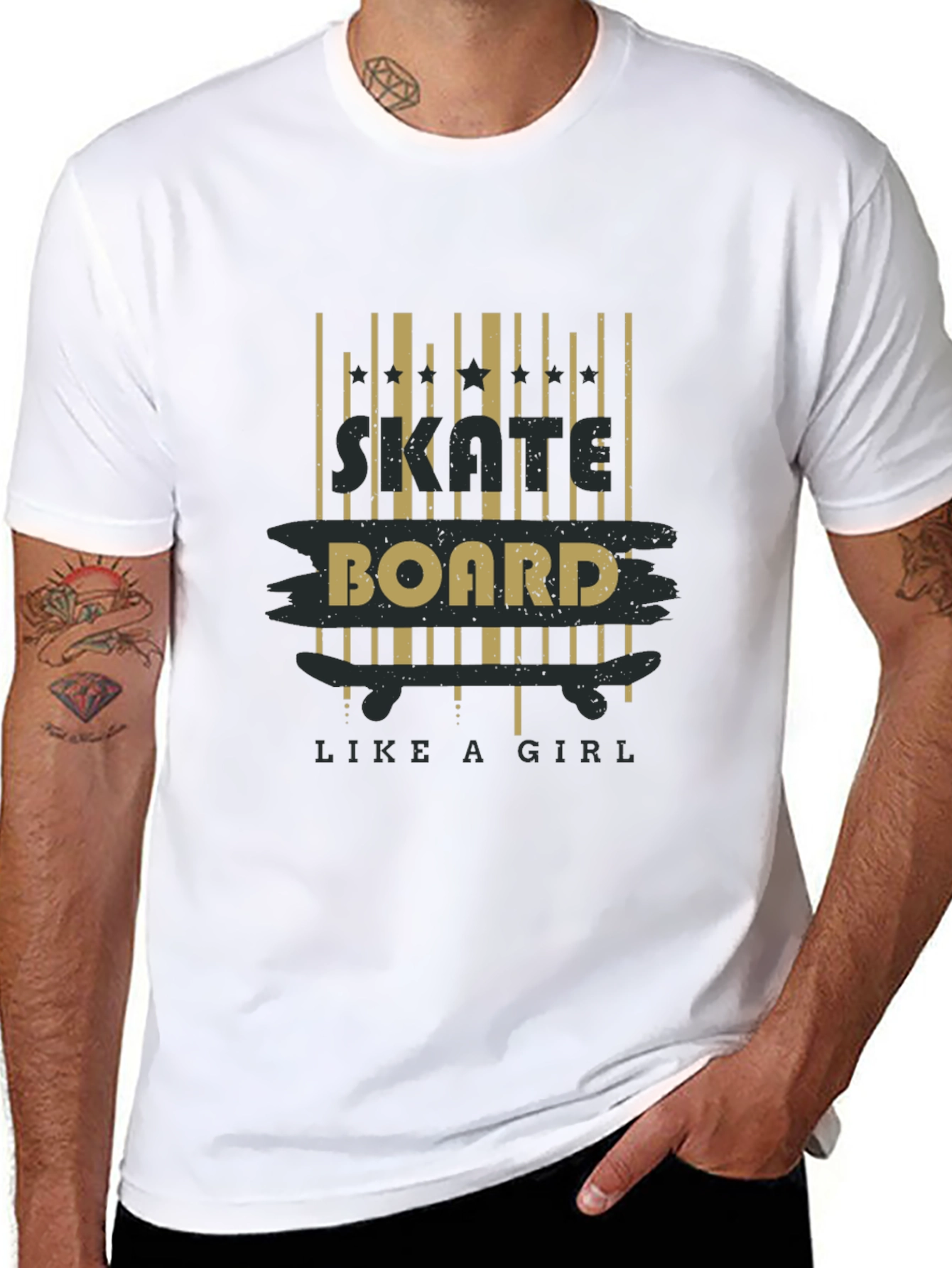 Skateboard Like a Girl T-Shirt - Black Graphic Tee