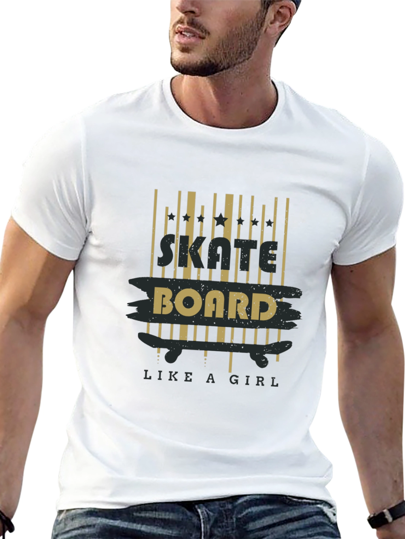 Skateboard Like a Girl T-Shirt - Black Graphic Tee