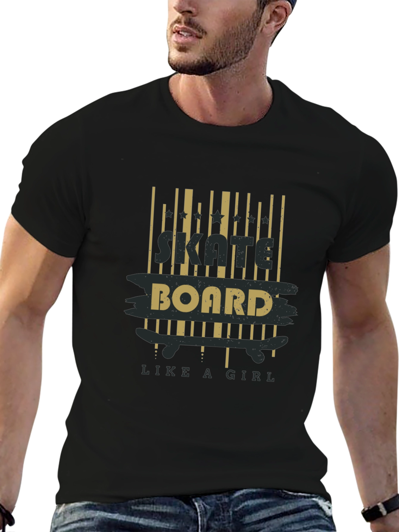 Skateboard Like a Girl T-Shirt - Black Graphic Tee