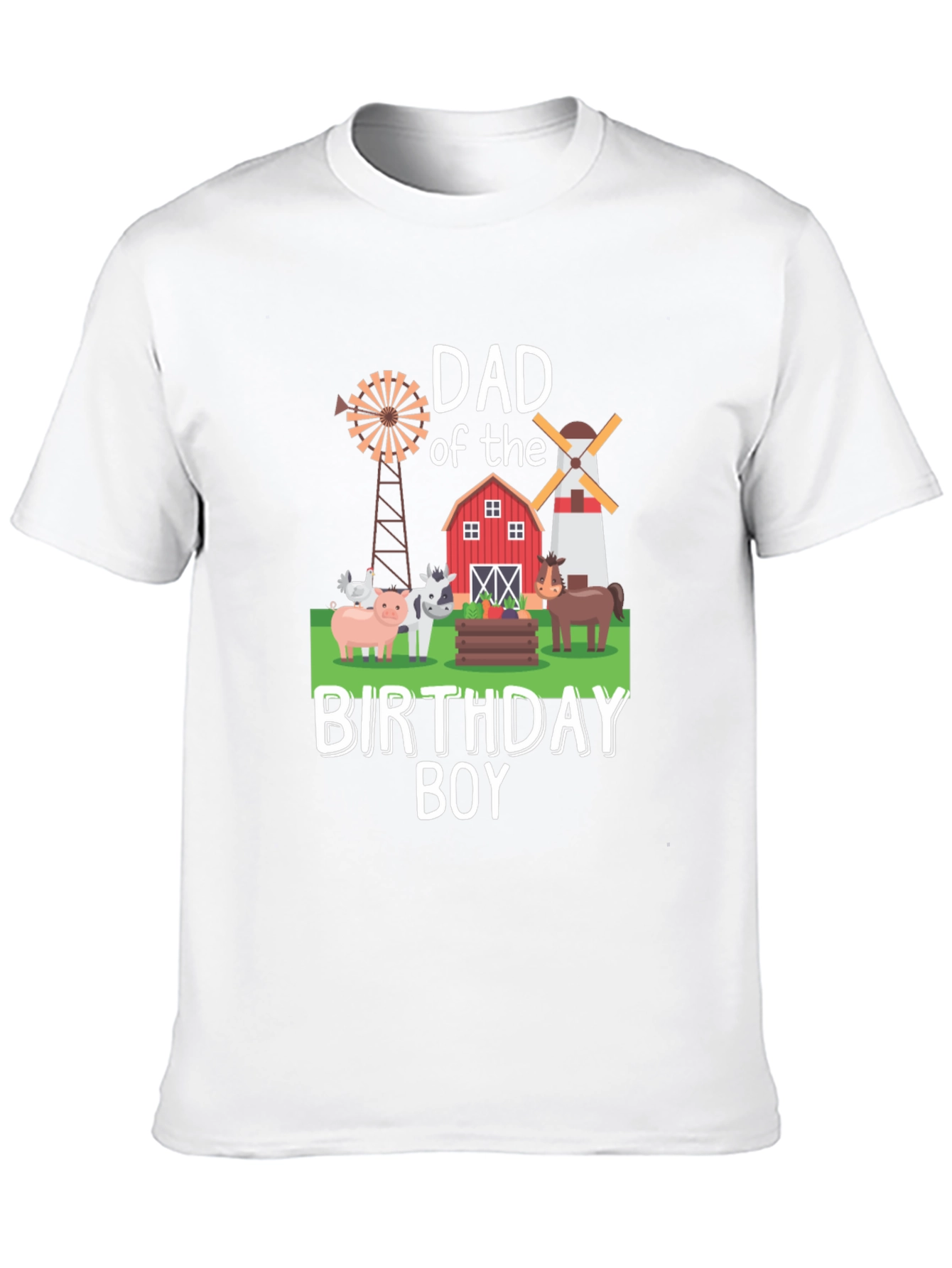 Dad Birthday Boy Farm Animal Graphic T-Shirt