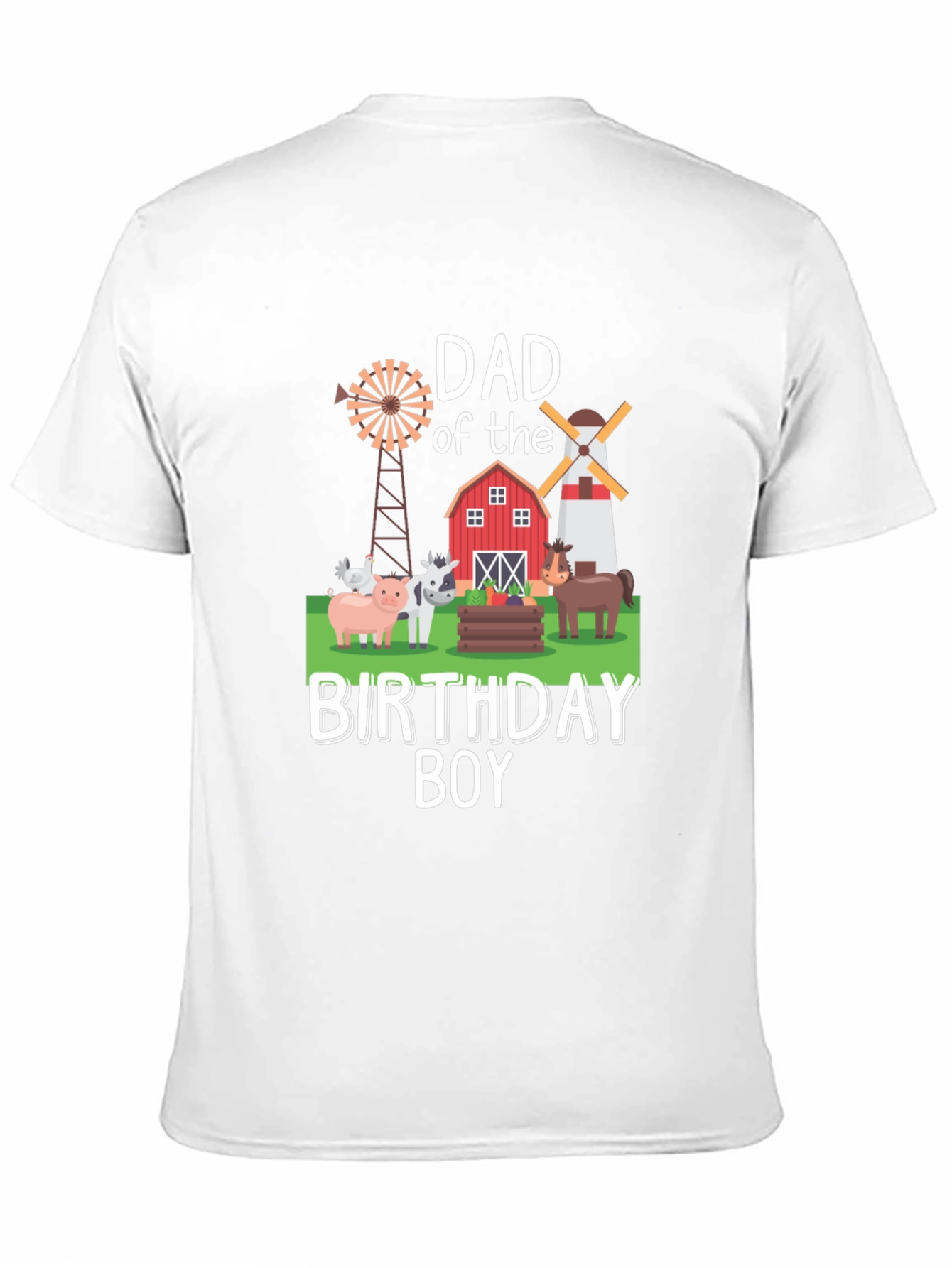 Dad Birthday Boy Farm Animal Graphic T-Shirt